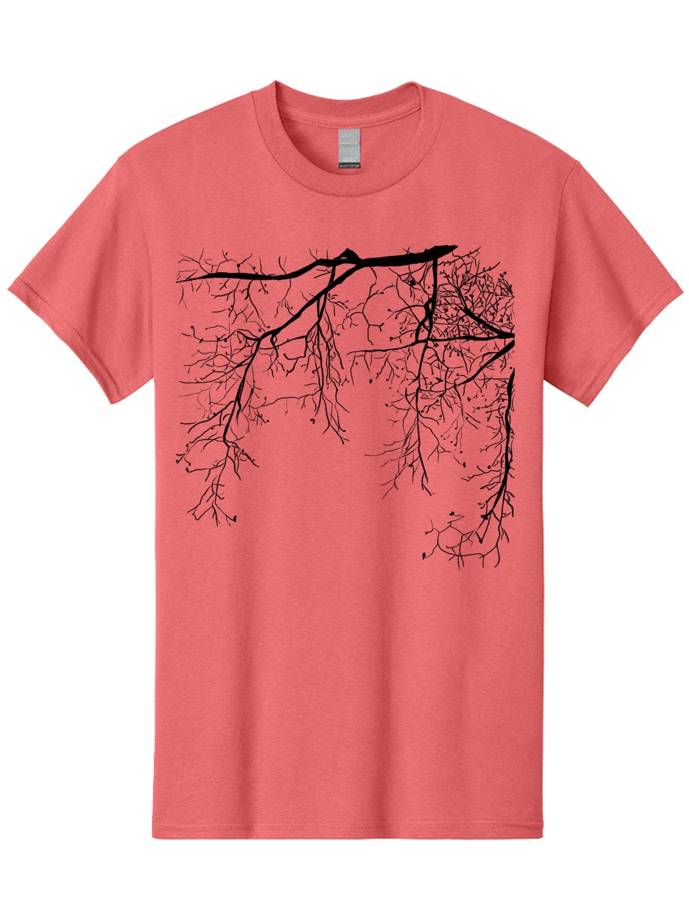 Tree-Branches Men'S Graphic Tee, 100% Cotton, Comfortable Casual Summer Wear, Machine Washable, Bare Tree Branches, Black Silhouettes, Intricate Patterns, Winter Scenery, Seasonal Change, Natural Beauty, Artistic Design Aac354 9