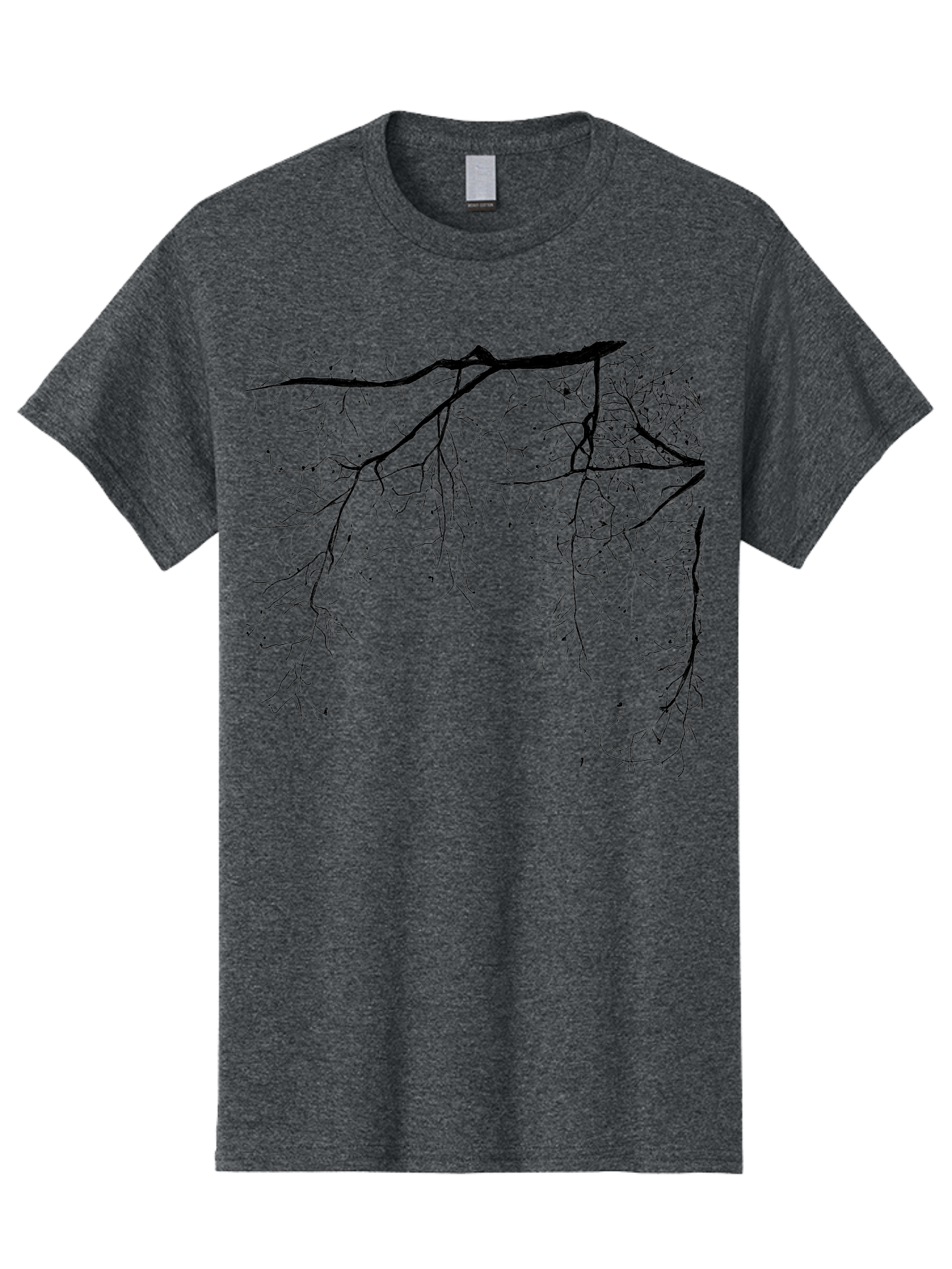 Tree-Branches Men'S Graphic Tee, 100% Cotton, Comfortable Casual Summer Wear, Machine Washable, Bare Tree Branches, Black Silhouettes, Intricate Patterns, Winter Scenery, Seasonal Change, Natural Beauty, Artistic Design Aac354