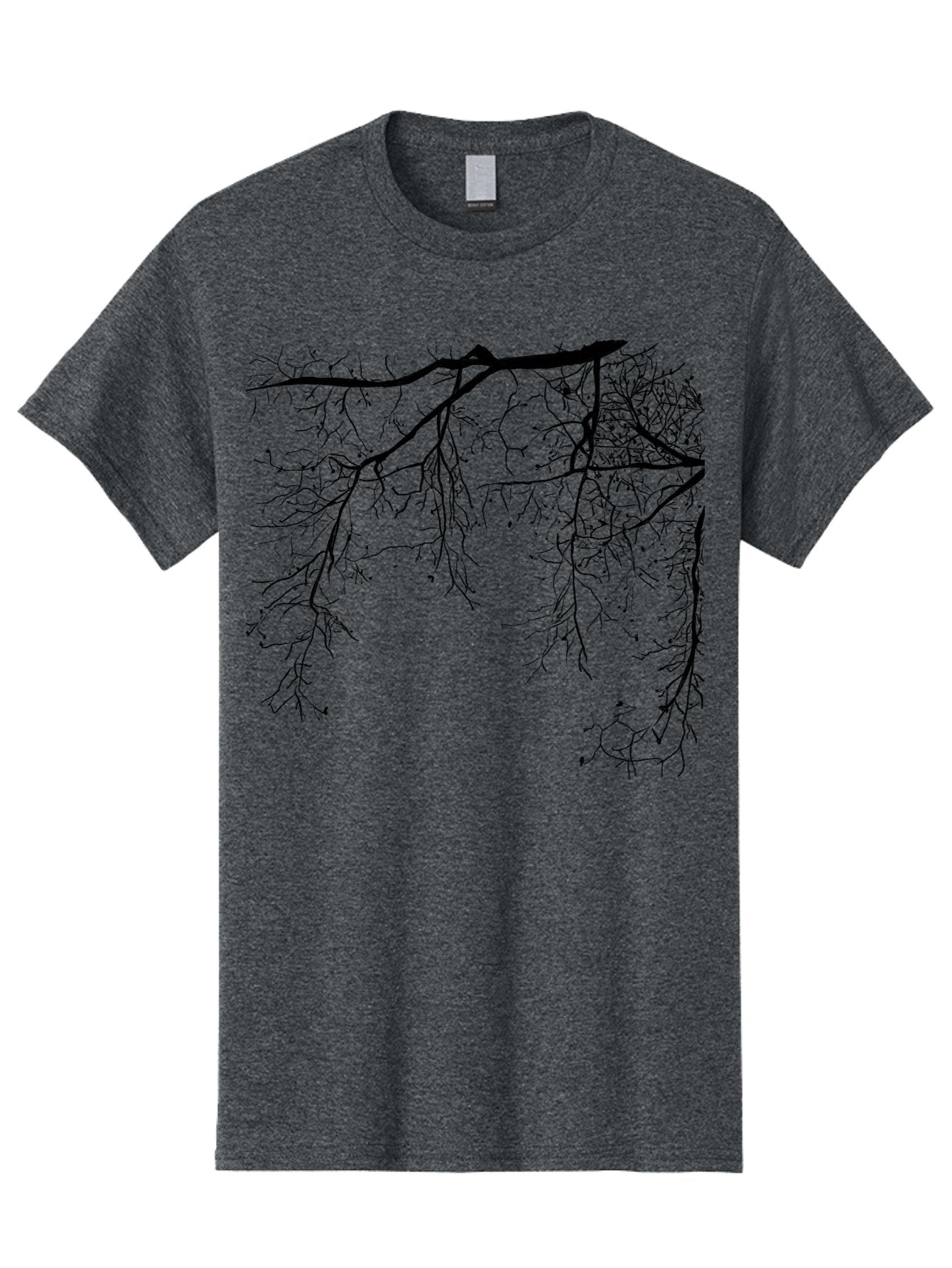 Tree-Branches Men'S Graphic Tee, 100% Cotton, Comfortable Casual Summer Wear, Machine Washable, Bare Tree Branches, Black Silhouettes, Intricate Patterns, Winter Scenery, Seasonal Change, Natural Beauty, Artistic Design Aac354 15