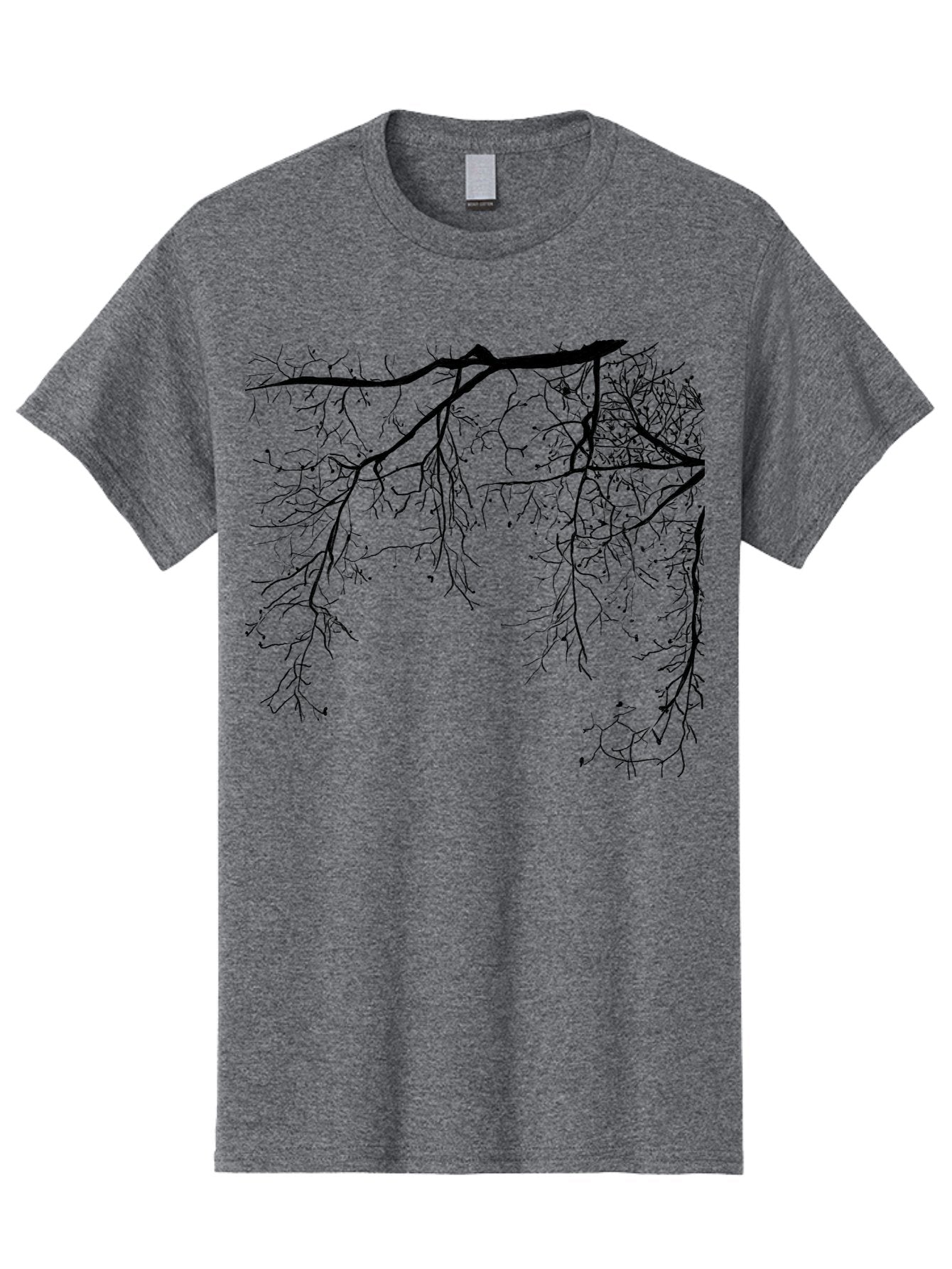 Tree-Branches Men'S Graphic Tee, 100% Cotton, Comfortable Casual Summer Wear, Machine Washable, Bare Tree Branches, Black Silhouettes, Intricate Patterns, Winter Scenery, Seasonal Change, Natural Beauty, Artistic Design Aac354 7