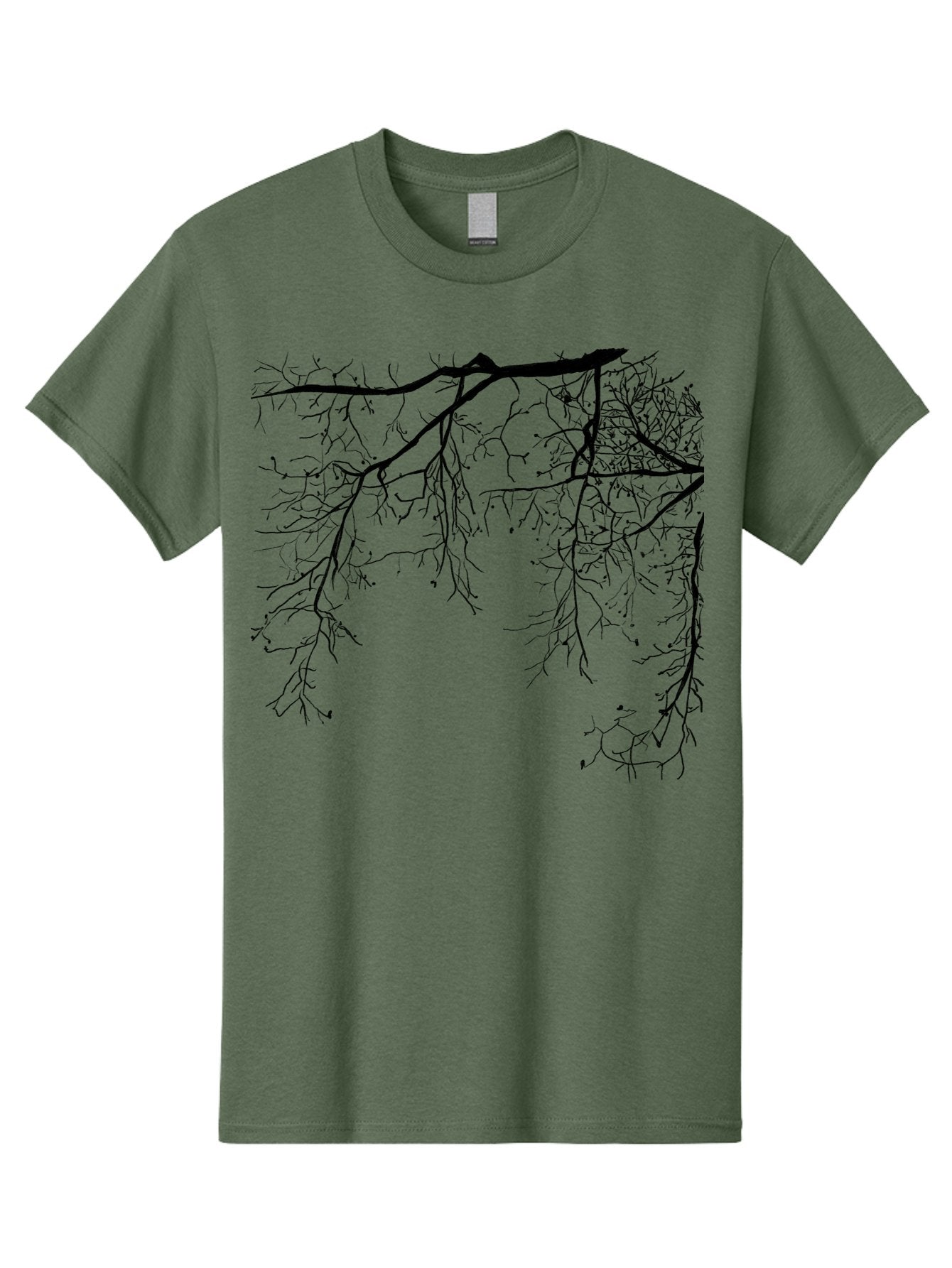 Tree-Branches Men'S Graphic Tee, 100% Cotton, Comfortable Casual Summer Wear, Machine Washable, Bare Tree Branches, Black Silhouettes, Intricate Patterns, Winter Scenery, Seasonal Change, Natural Beauty, Artistic Design Aac354 10