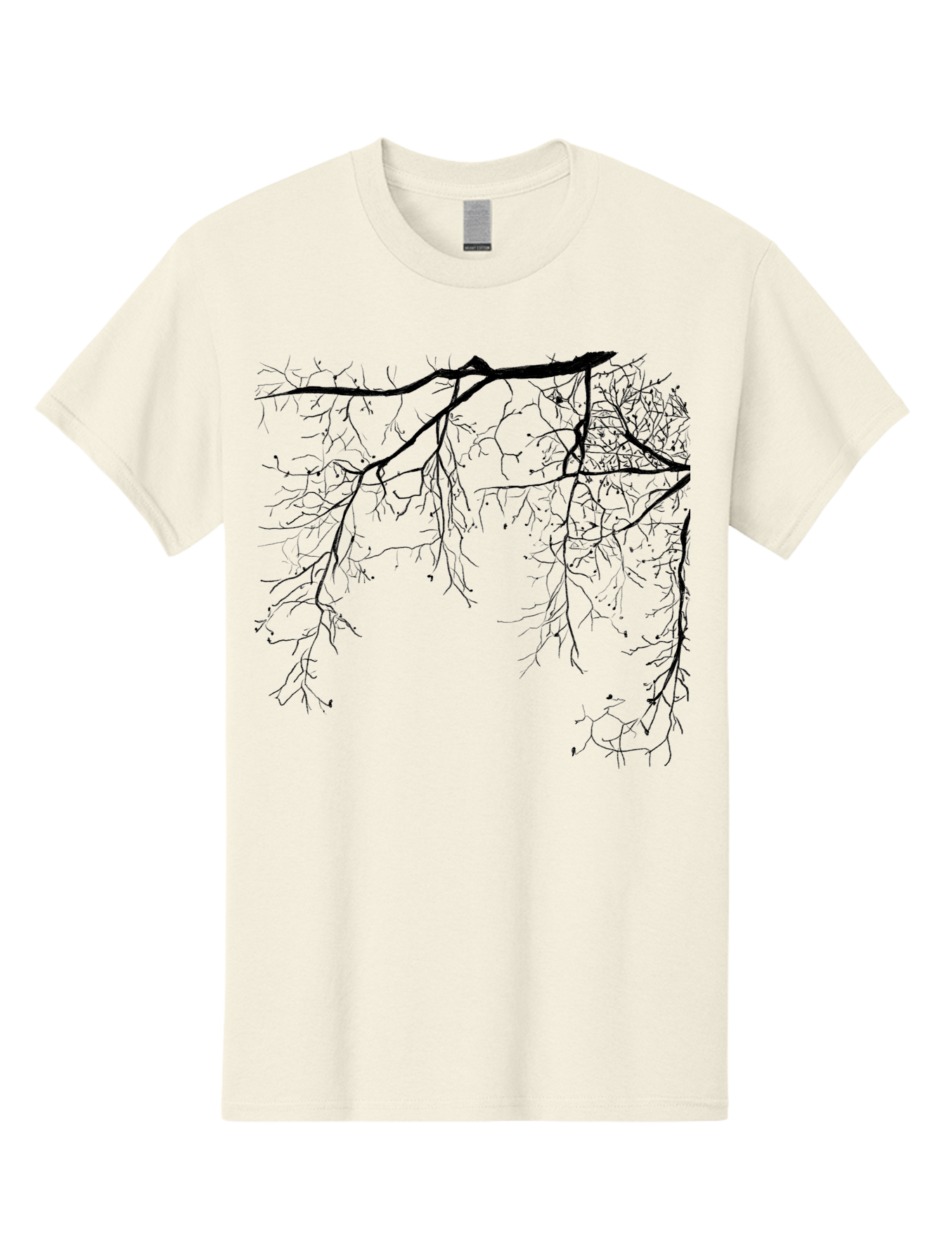 Tree-Branches Men'S Graphic Tee, 100% Cotton, Comfortable Casual Summer Wear, Machine Washable, Bare Tree Branches, Black Silhouettes, Intricate Patterns, Winter Scenery, Seasonal Change, Natural Beauty, Artistic Design Aac354 17