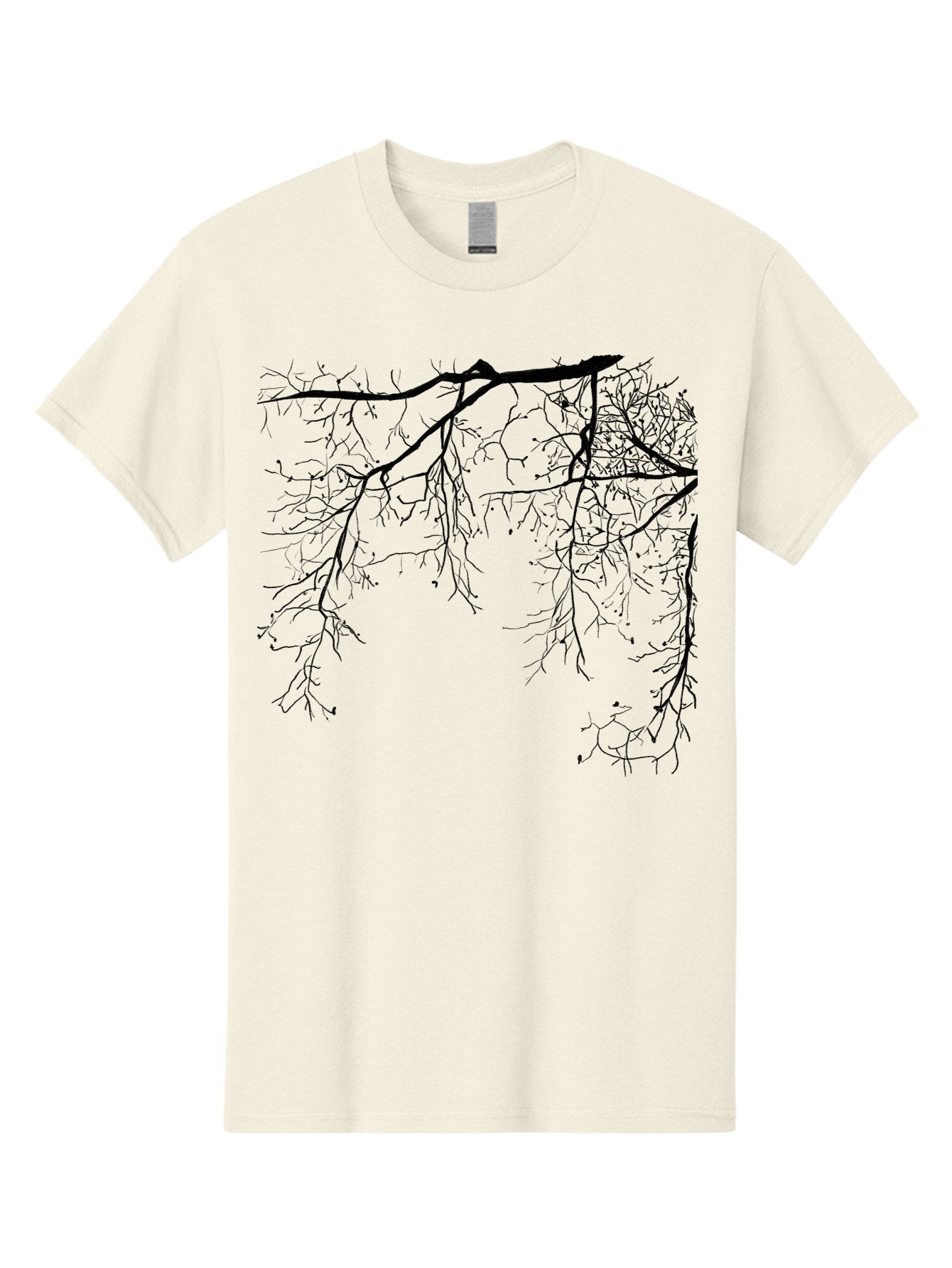 Tree-Branches Men'S Graphic Tee, 100% Cotton, Comfortable Casual Summer Wear, Machine Washable, Bare Tree Branches, Black Silhouettes, Intricate Patterns, Winter Scenery, Seasonal Change, Natural Beauty, Artistic Design Aac354 3