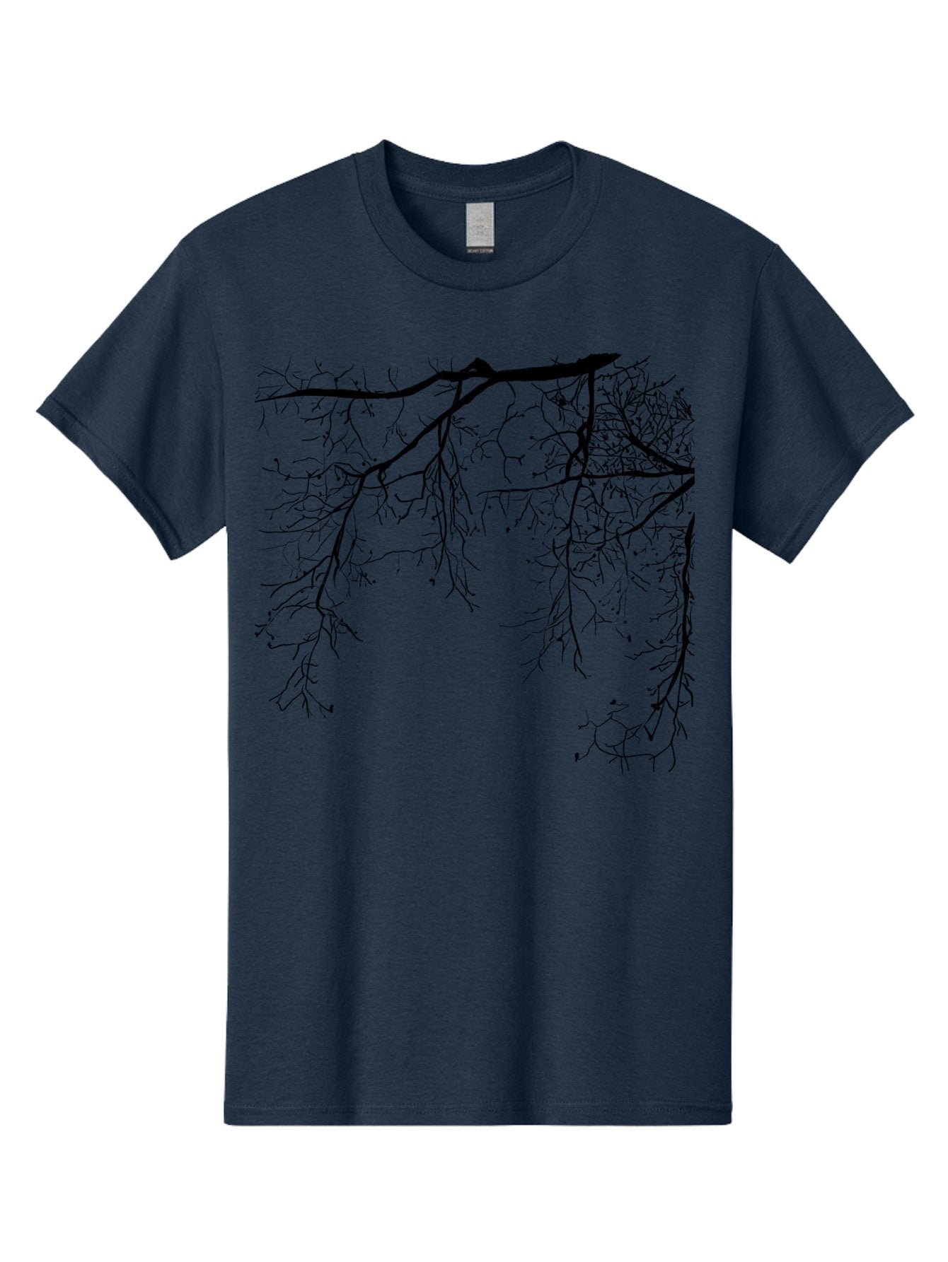 Tree-Branches Men'S Graphic Tee, 100% Cotton, Comfortable Casual Summer Wear, Machine Washable, Bare Tree Branches, Black Silhouettes, Intricate Patterns, Winter Scenery, Seasonal Change, Natural Beauty, Artistic Design Aac354 5