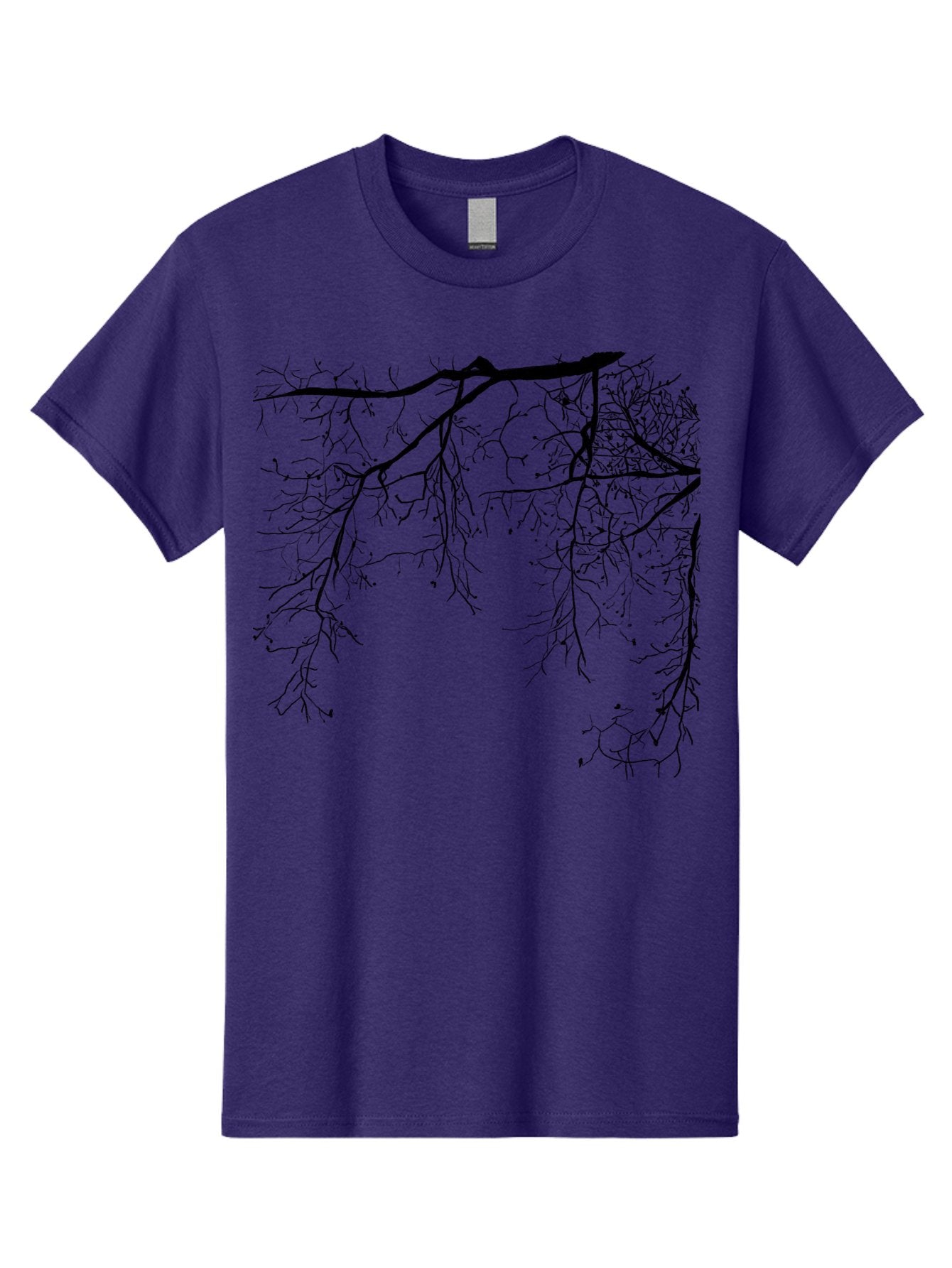 Tree-Branches Men'S Graphic Tee, 100% Cotton, Comfortable Casual Summer Wear, Machine Washable, Bare Tree Branches, Black Silhouettes, Intricate Patterns, Winter Scenery, Seasonal Change, Natural Beauty, Artistic Design Aac354 6
