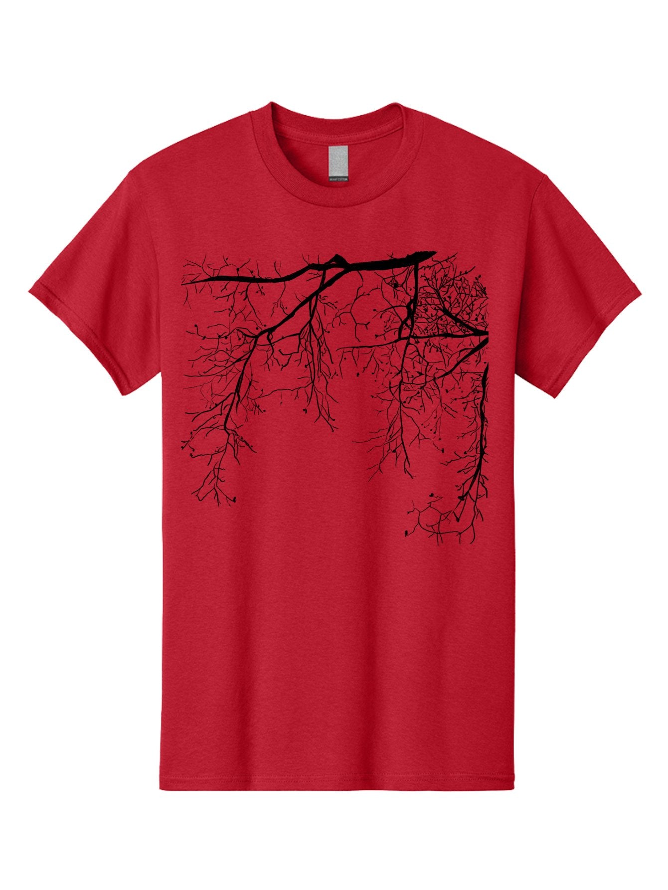 Tree-Branches Men'S Graphic Tee, 100% Cotton, Comfortable Casual Summer Wear, Machine Washable, Bare Tree Branches, Black Silhouettes, Intricate Patterns, Winter Scenery, Seasonal Change, Natural Beauty, Artistic Design Aac354 12