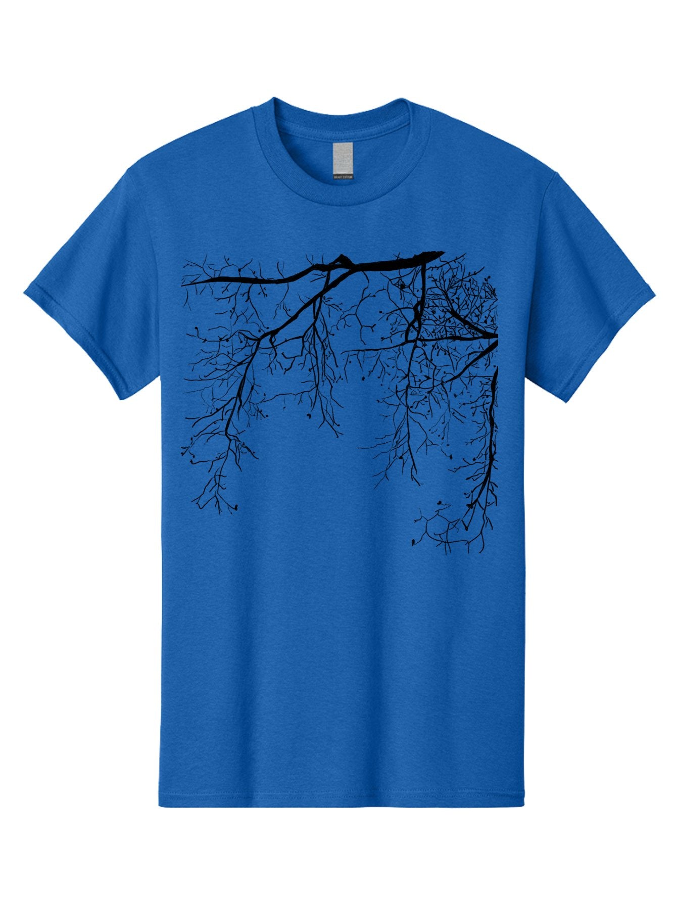 Tree-Branches Men'S Graphic Tee, 100% Cotton, Comfortable Casual Summer Wear, Machine Washable, Bare Tree Branches, Black Silhouettes, Intricate Patterns, Winter Scenery, Seasonal Change, Natural Beauty, Artistic Design Aac354 13