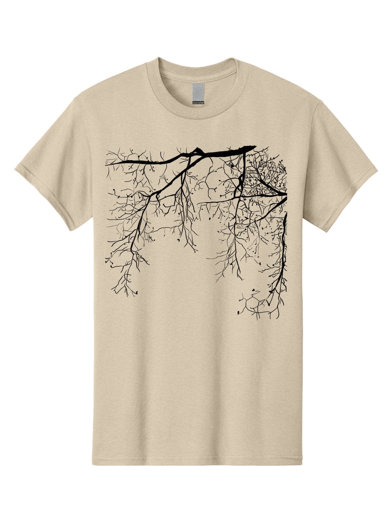 Tree-Branches Men'S Graphic Tee, 100% Cotton, Comfortable Casual Summer Wear, Machine Washable, Bare Tree Branches, Black Silhouettes, Intricate Patterns, Winter Scenery, Seasonal Change, Natural Beauty, Artistic Design Aac354 11