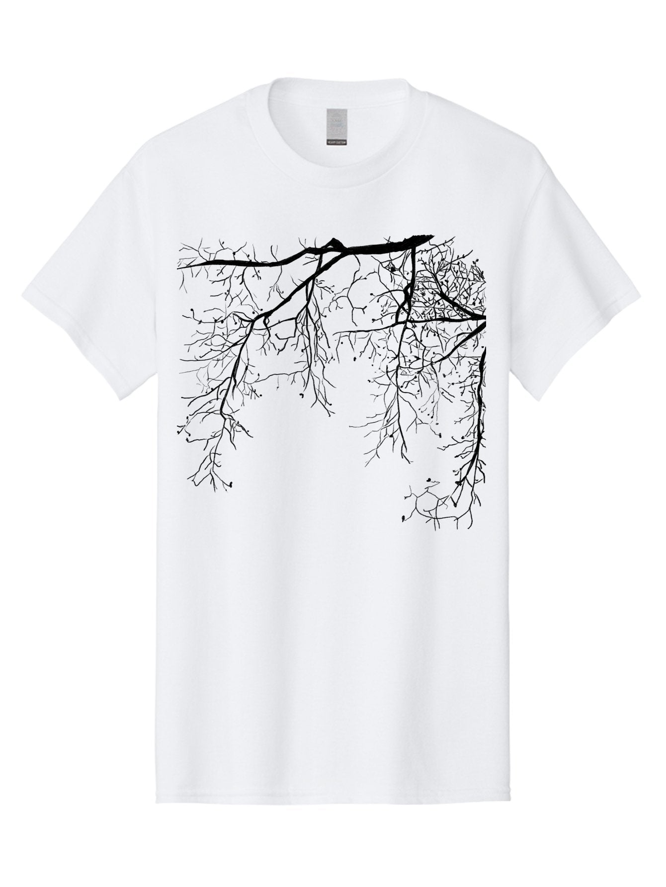 Tree-Branches Men'S Graphic Tee, 100% Cotton, Comfortable Casual Summer Wear, Machine Washable, Bare Tree Branches, Black Silhouettes, Intricate Patterns, Winter Scenery, Seasonal Change, Natural Beauty, Artistic Design Aac354 14