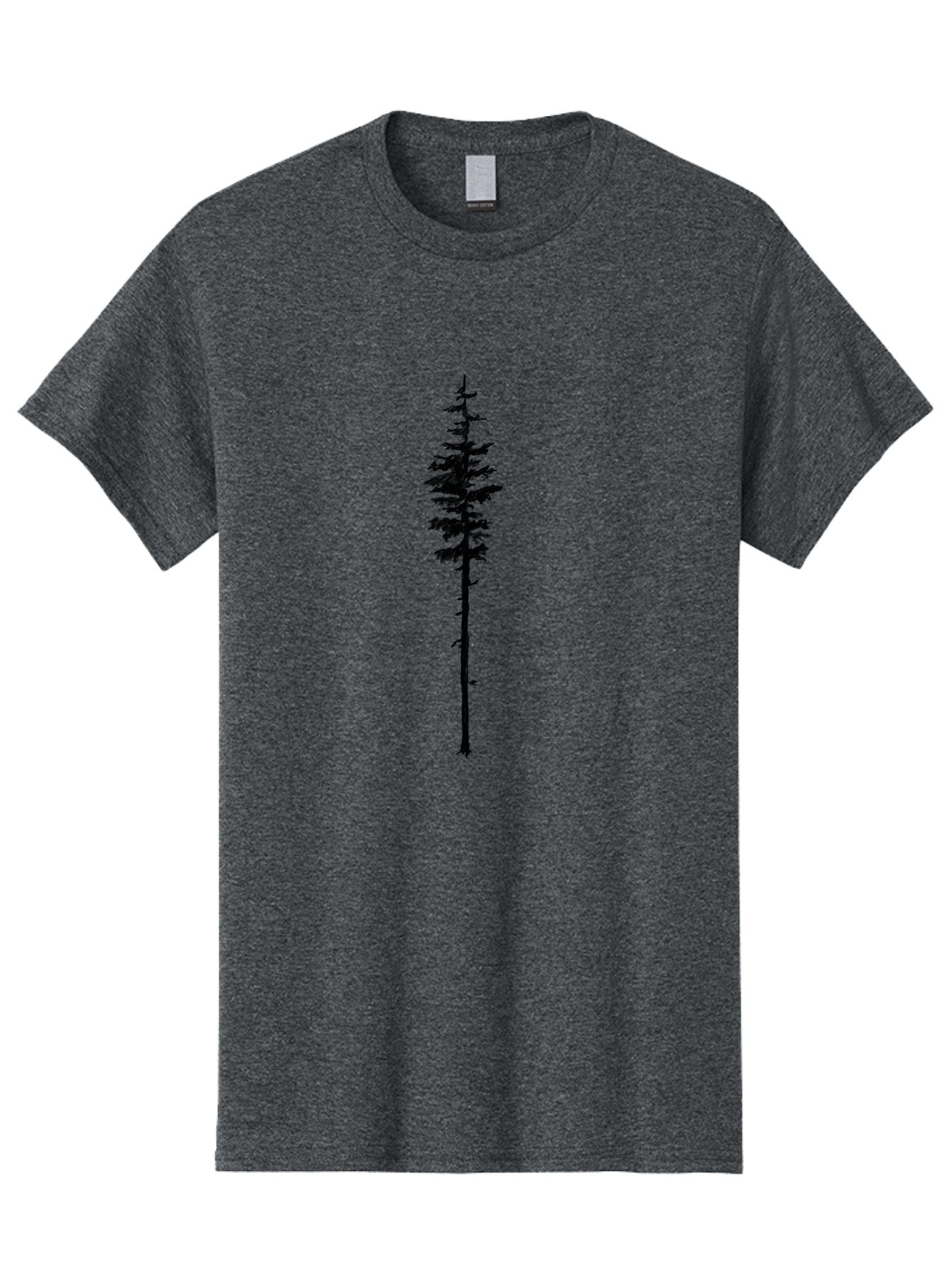 Tree-Silhouette Men'S Graphic Tee, 100% Cotton, Comfortable Casual Summer Wear, Machine Washable, Simple Tree Silhouette, Minimalist Design, Tree Branches, Leafy Top, Slender Trunk, Graphic Element, Natural Shape, Isolated Shape Aac355 8