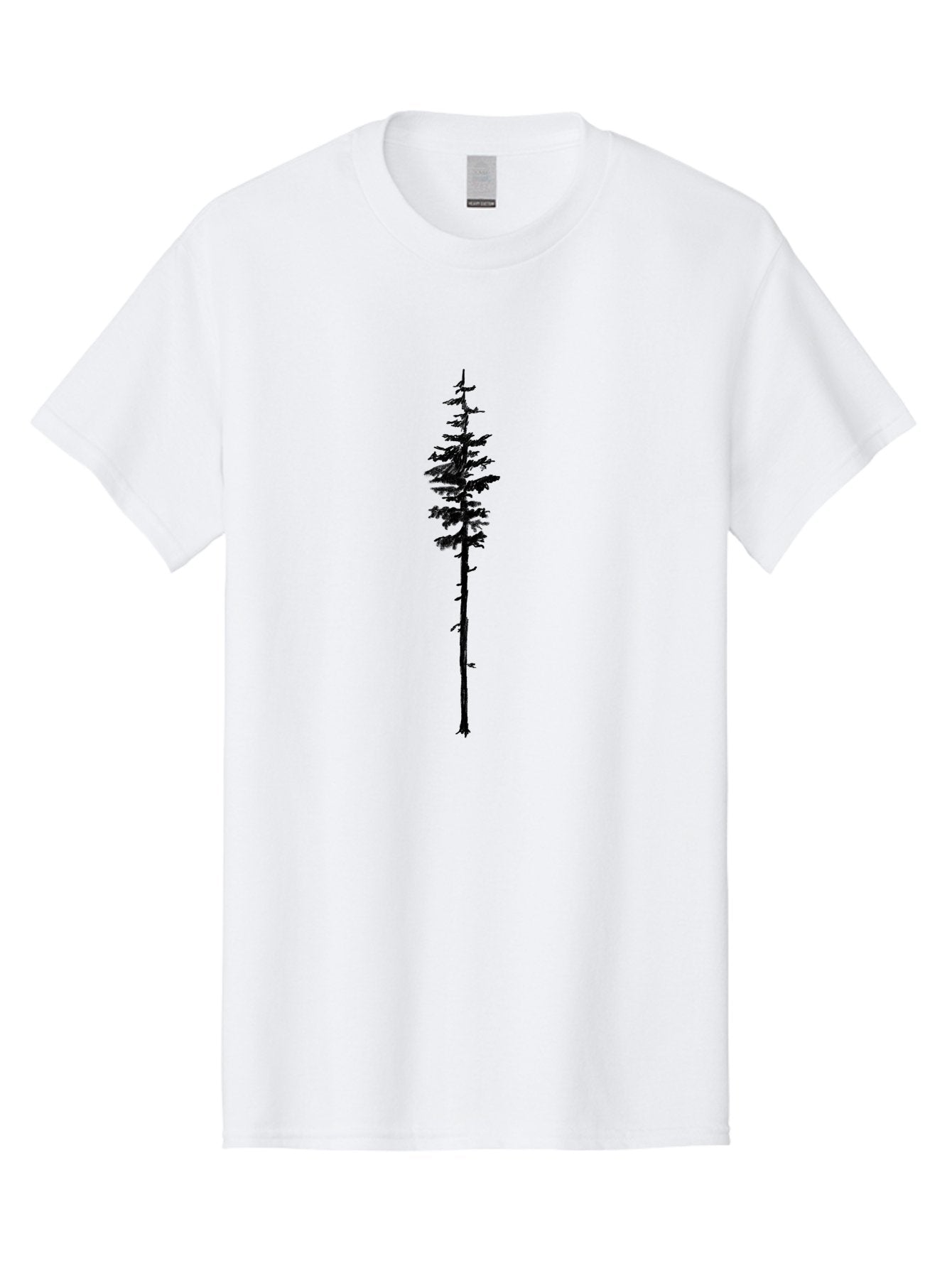 Tree-Silhouette Men'S Graphic Tee, 100% Cotton, Comfortable Casual Summer Wear, Machine Washable, Simple Tree Silhouette, Minimalist Design, Tree Branches, Leafy Top, Slender Trunk, Graphic Element, Natural Shape, Isolated Shape Aac355 10