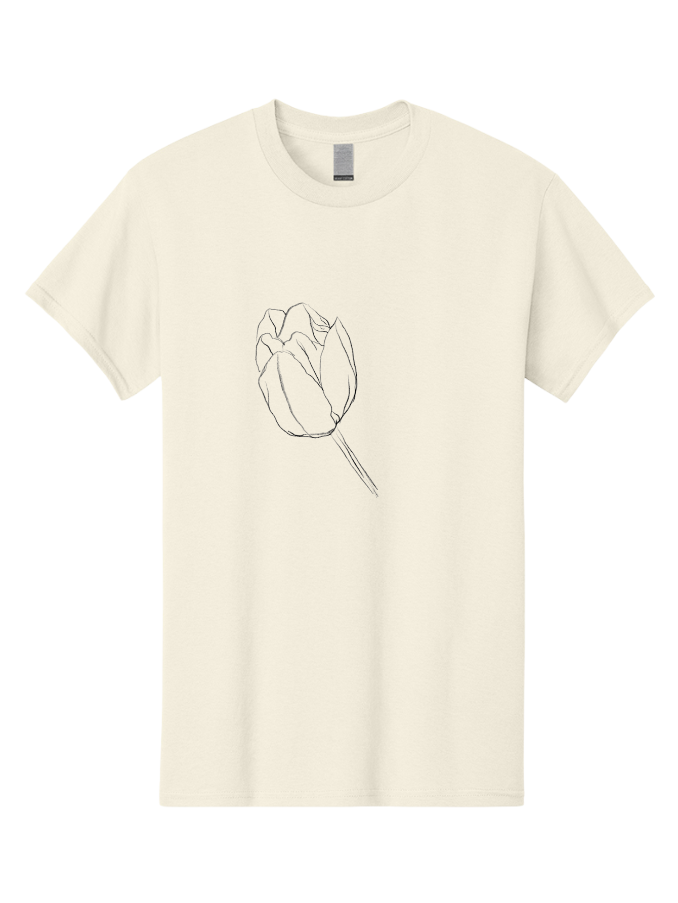 Tulip-Sketch Men'S Graphic Tee, 100% Cotton, Comfortable Casual Summer Wear, Machine Washable, Simple Line Art, Tulip Illustration, Minimalist Design, Floral Sketch, Elegant Outline, Spring Flower Aac356 19