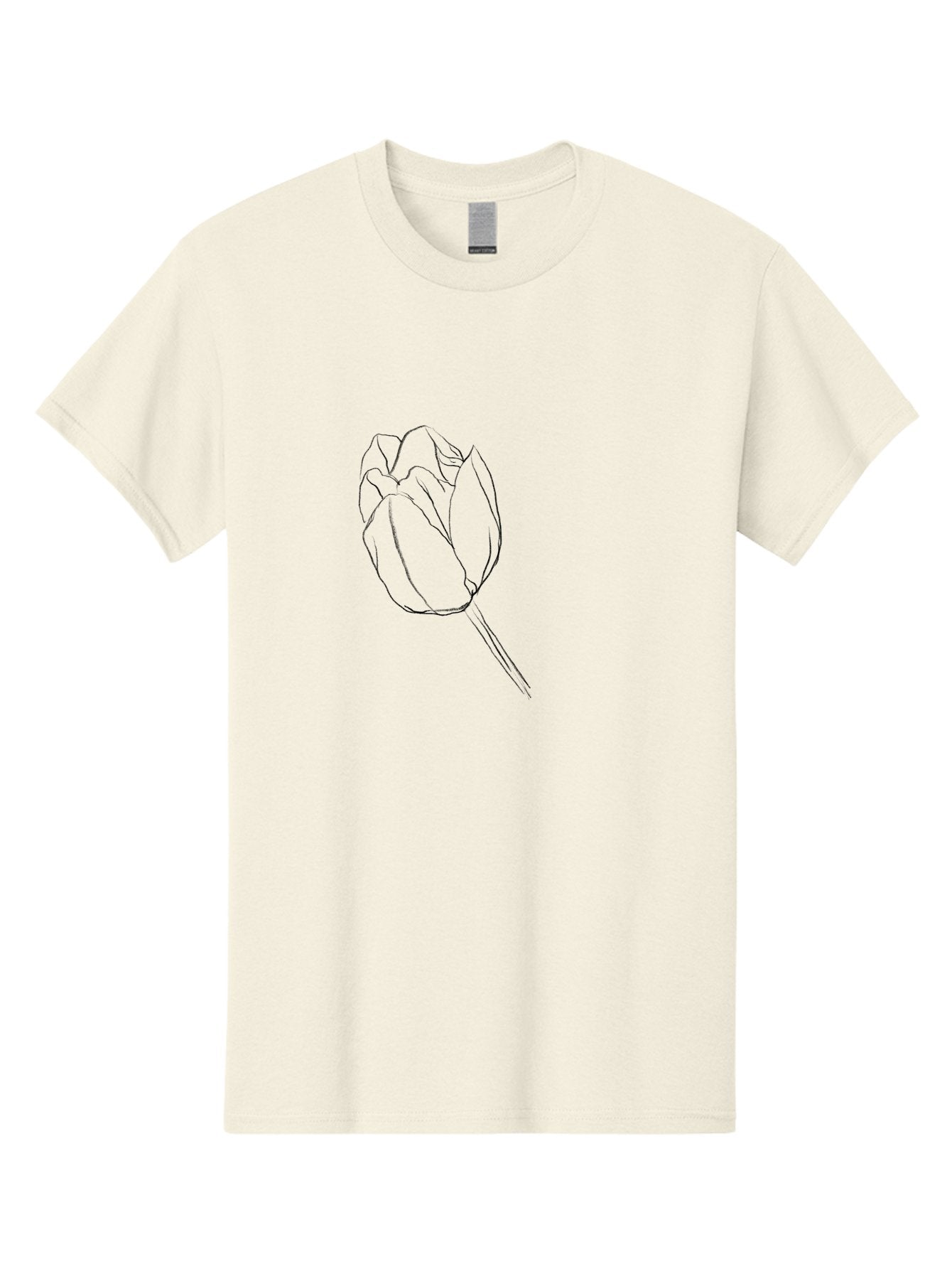 Tulip-Sketch Men'S Graphic Tee, 100% Cotton, Comfortable Casual Summer Wear, Machine Washable, Simple Line Art, Tulip Illustration, Minimalist Design, Floral Sketch, Elegant Outline, Spring Flower Aac356