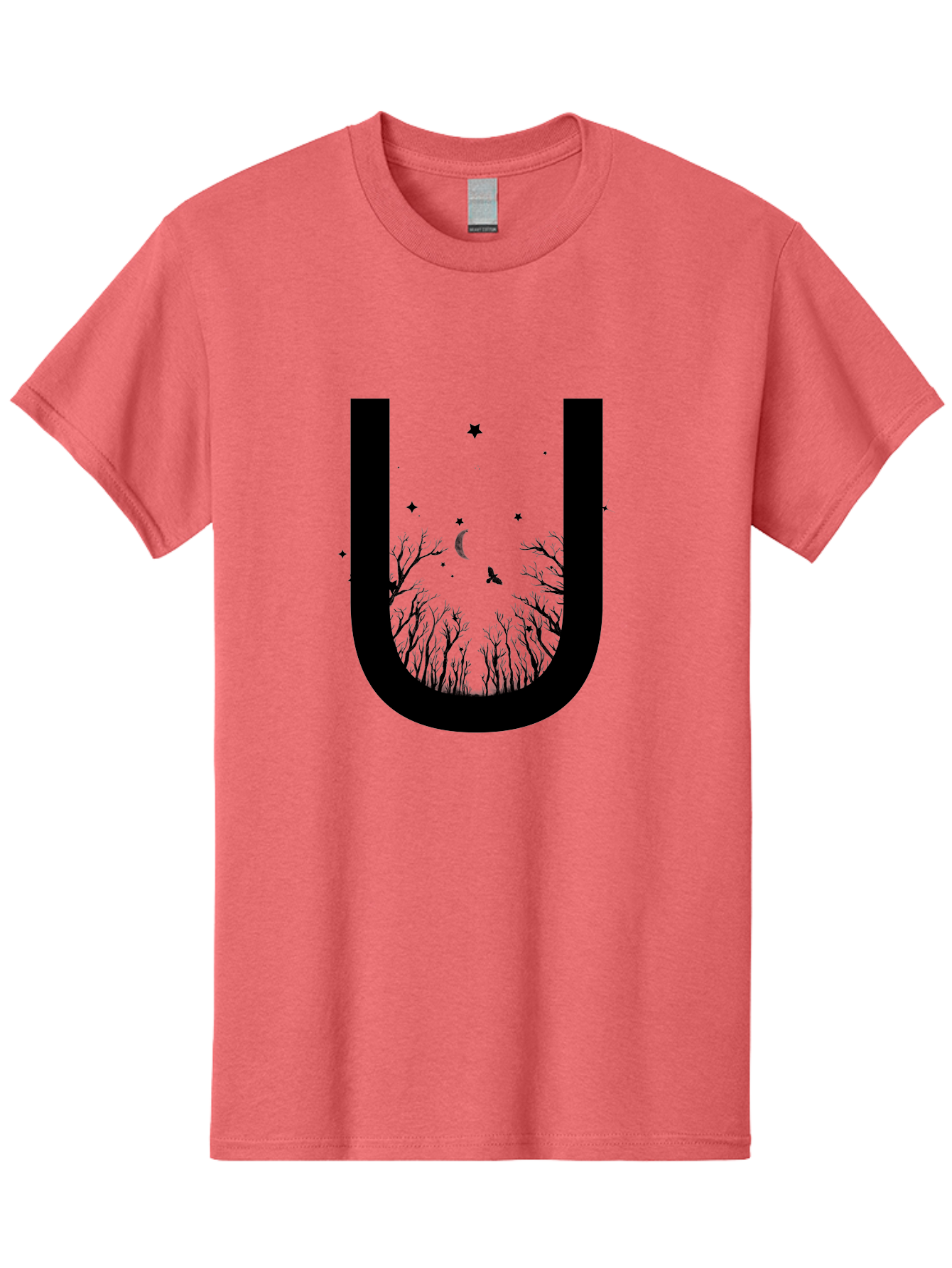 U Men'S Graphic Tee, 100% Cotton, Comfortable Casual Summer Wear, Machine Washable, Mystical Forest, Silhouette Of Trees, Crescent Moon, Starry Night Sky, Bats Flying, Magical Atmosphere, Whimsical Design, Nocturnal Scene Aac358 3