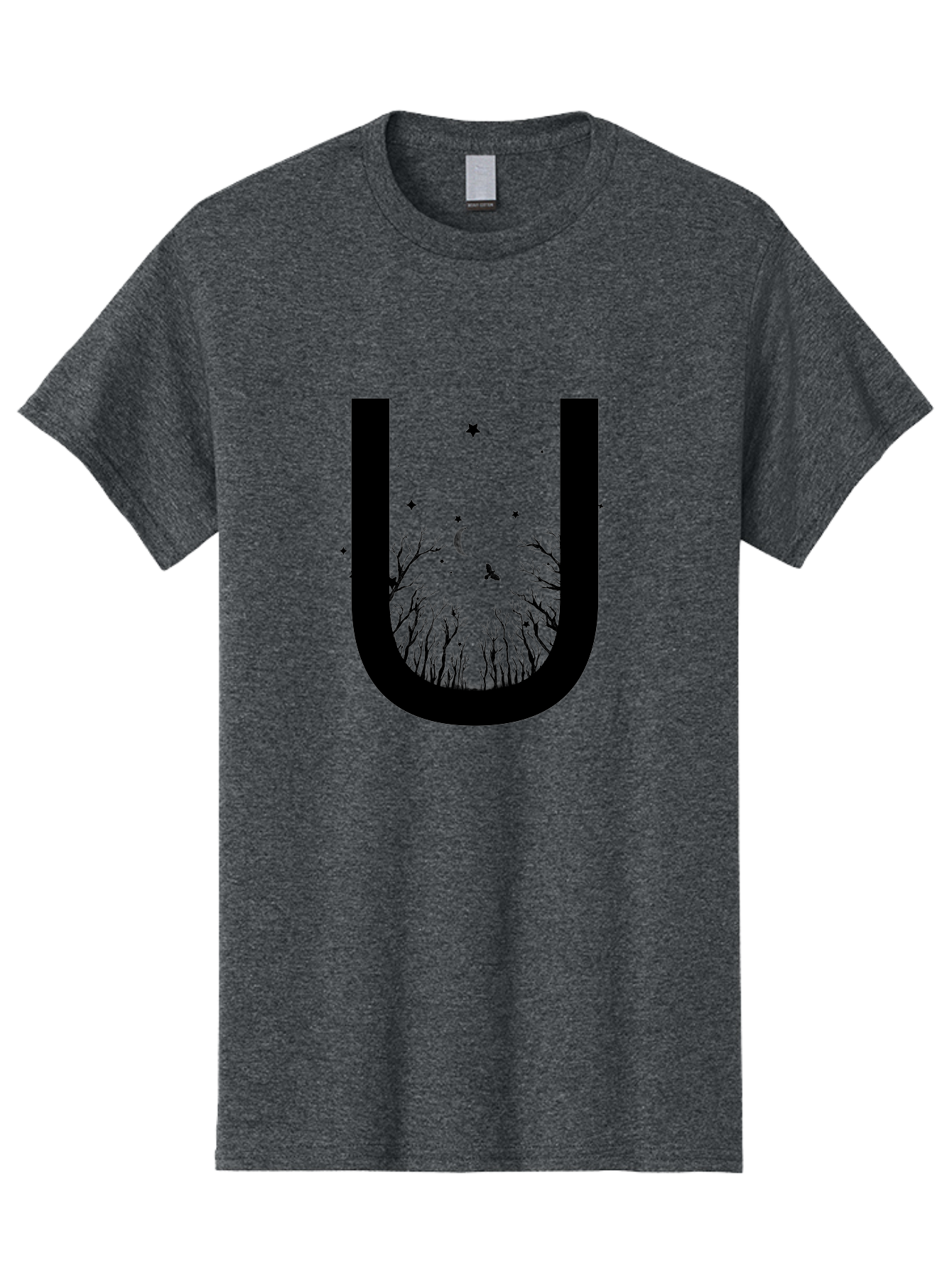 U Men'S Graphic Tee, 100% Cotton, Comfortable Casual Summer Wear, Machine Washable, Mystical Forest, Silhouette Of Trees, Crescent Moon, Starry Night Sky, Bats Flying, Magical Atmosphere, Whimsical Design, Nocturnal Scene Aac358 5