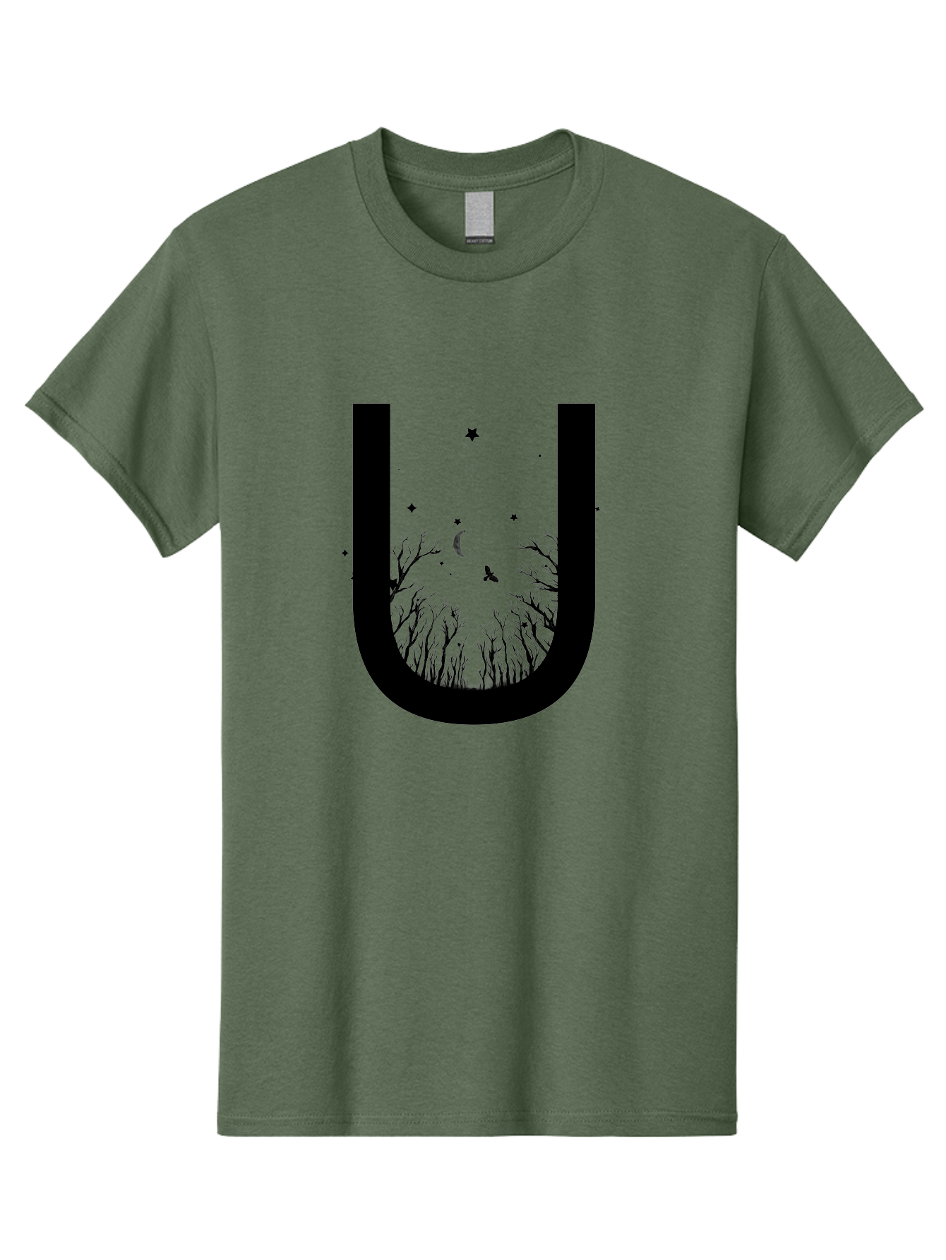 U Men'S Graphic Tee, 100% Cotton, Comfortable Casual Summer Wear, Machine Washable, Mystical Forest, Silhouette Of Trees, Crescent Moon, Starry Night Sky, Bats Flying, Magical Atmosphere, Whimsical Design, Nocturnal Scene Aac358 15
