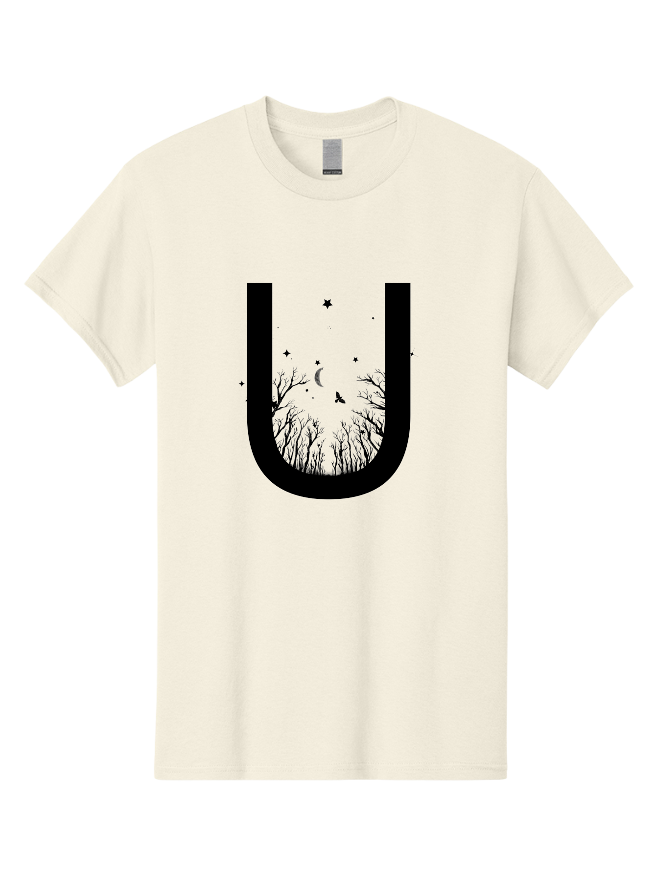 U Men'S Graphic Tee, 100% Cotton, Comfortable Casual Summer Wear, Machine Washable, Mystical Forest, Silhouette Of Trees, Crescent Moon, Starry Night Sky, Bats Flying, Magical Atmosphere, Whimsical Design, Nocturnal Scene Aac358 21