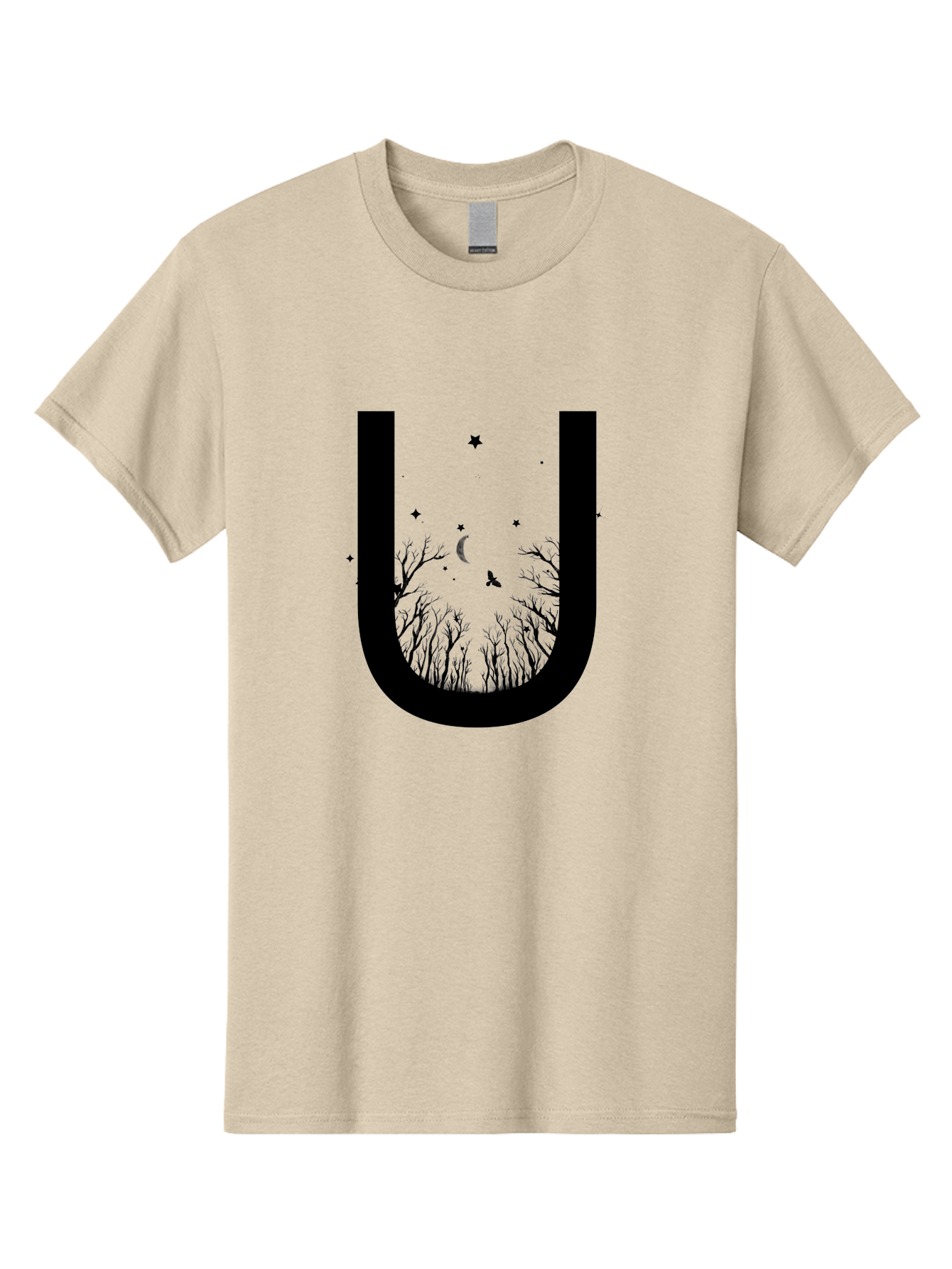 U Men'S Graphic Tee, 100% Cotton, Comfortable Casual Summer Wear, Machine Washable, Mystical Forest, Silhouette Of Trees, Crescent Moon, Starry Night Sky, Bats Flying, Magical Atmosphere, Whimsical Design, Nocturnal Scene Aac358 13