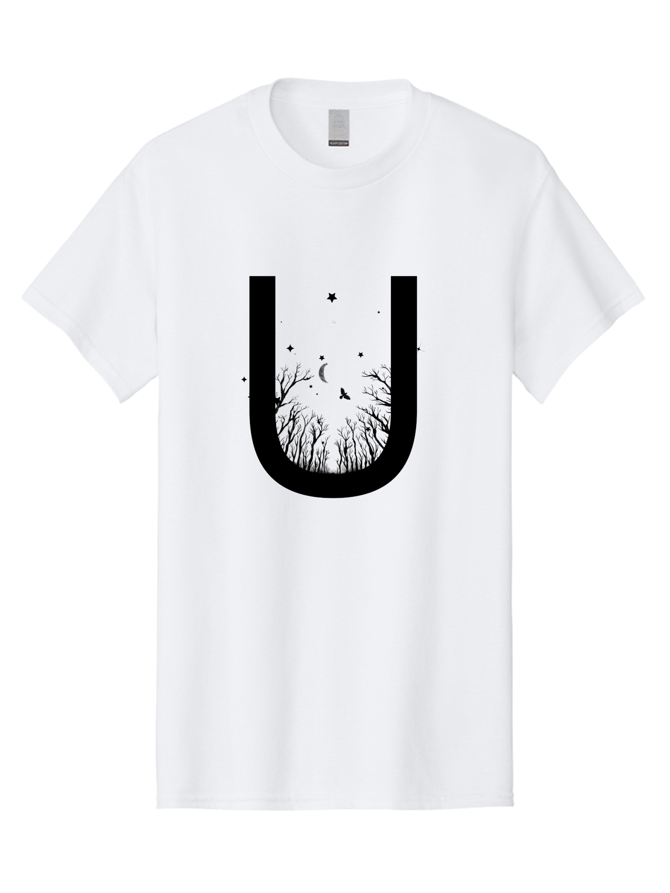 U Men'S Graphic Tee, 100% Cotton, Comfortable Casual Summer Wear, Machine Washable, Mystical Forest, Silhouette Of Trees, Crescent Moon, Starry Night Sky, Bats Flying, Magical Atmosphere, Whimsical Design, Nocturnal Scene Aac358 19