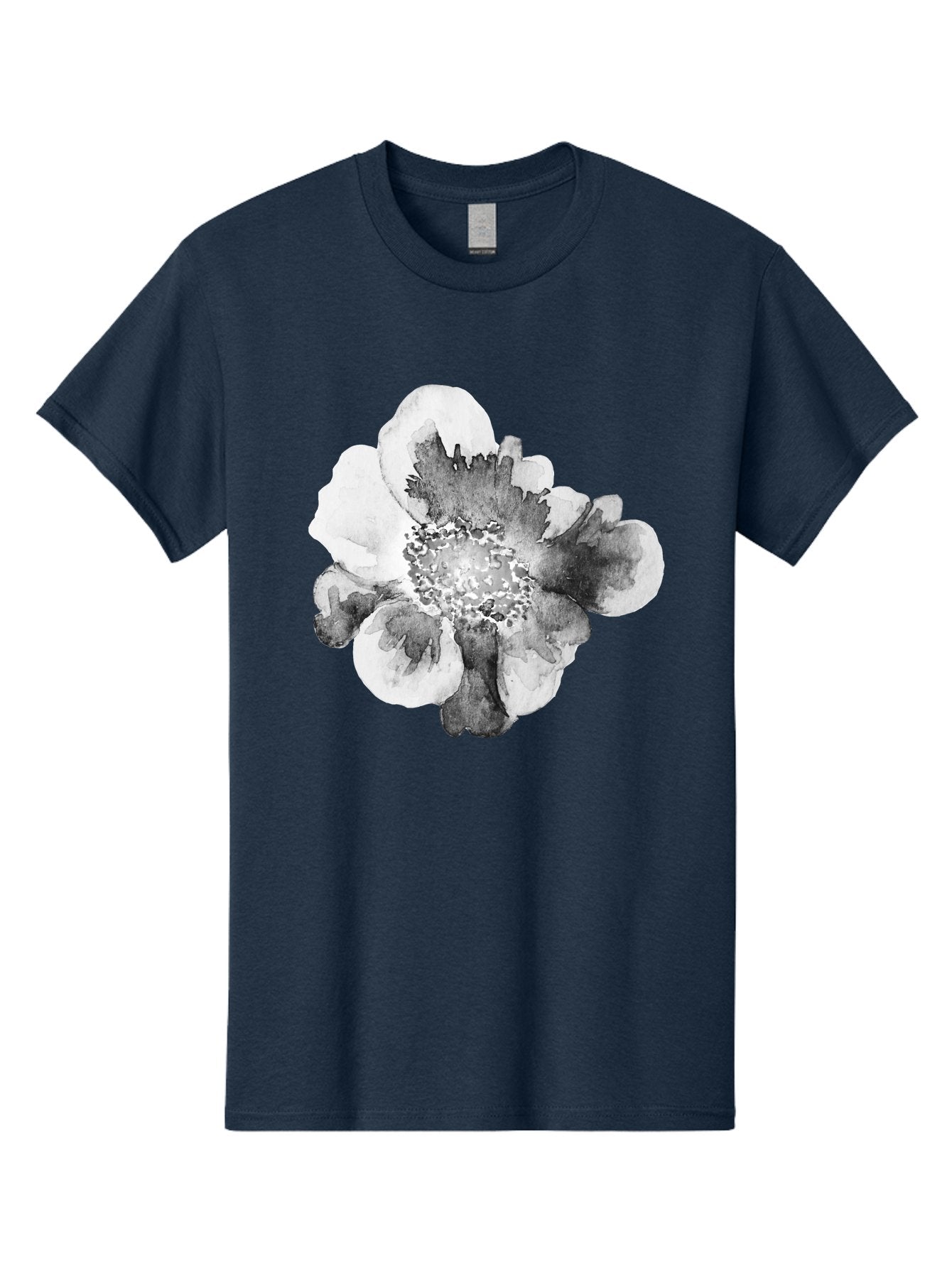 Watercolor-Flower Men'S Graphic Tee, 100% Cotton, Comfortable Casual Summer Wear, Machine Washable, Watercolor Flower, Black And White Petals, Delicate Artwork, Floral Design, Artistic Expression, Elegant Simplicity, Minimalist Style, Aac361 9