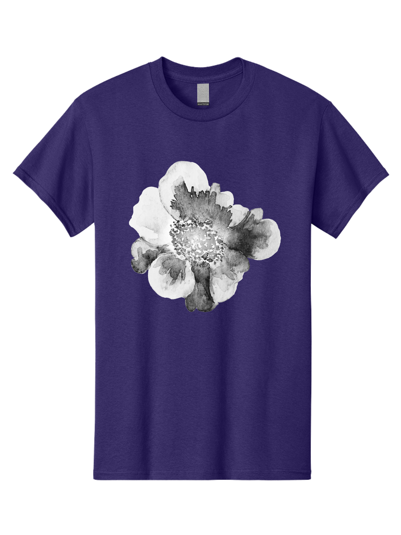 Watercolor-Flower Men'S Graphic Tee, 100% Cotton, Comfortable Casual Summer Wear, Machine Washable, Watercolor Flower, Black And White Petals, Delicate Artwork, Floral Design, Artistic Expression, Elegant Simplicity, Minimalist Style, Aac361 15