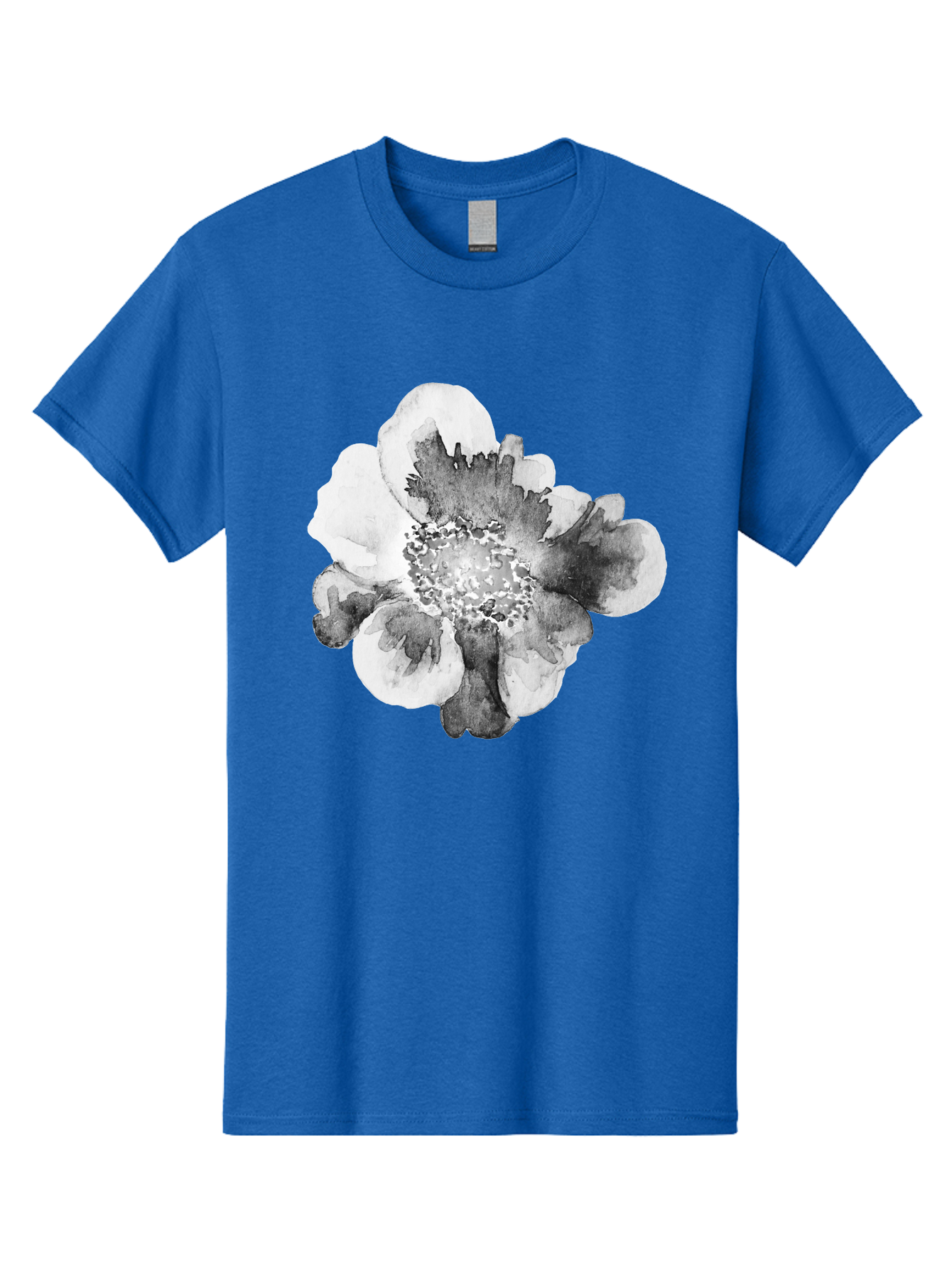 Watercolor-Flower Men'S Graphic Tee, 100% Cotton, Comfortable Casual Summer Wear, Machine Washable, Watercolor Flower, Black And White Petals, Delicate Artwork, Floral Design, Artistic Expression, Elegant Simplicity, Minimalist Style, Aac361 25
