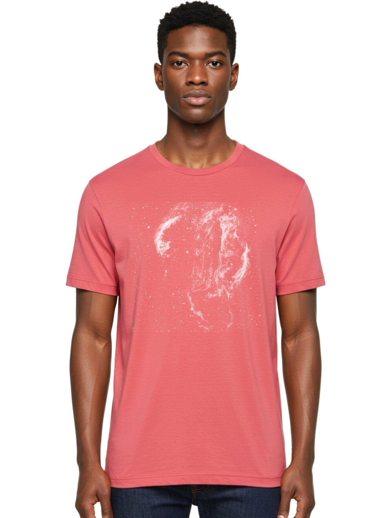 White-Smoke-On-Green Men'S Graphic Tee, 100% Cotton, Comfortable Casual Summer Wear, Machine Washable, Smoke Or Dust Cloud, Abstract Design, White Particles, Dynamic Movement, Textured Effect, Artistic Visualization, Creative Element Aac363 19