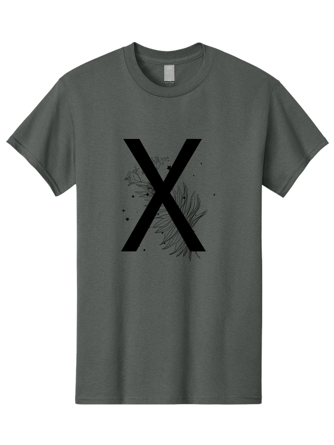 X Men'S Graphic Tee, 100% Cotton, Comfortable Casual Summer Wear, Machine Washable, Bold X Symbol, Floral Design, Black Ink Splatter, Creative Typography, Modern Art, Decorative Lettering, Abstract Illustration Aac365 6