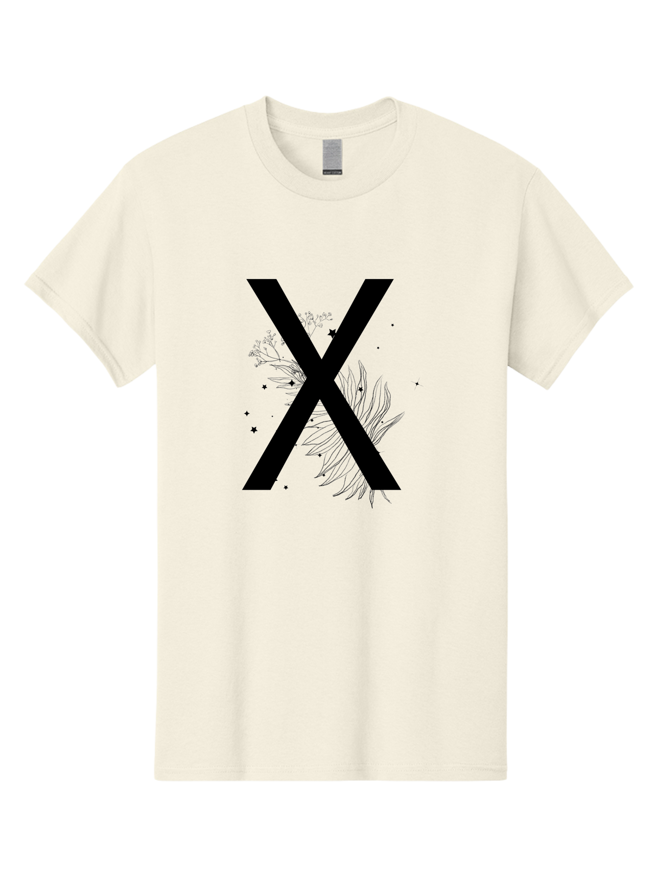 X Men'S Graphic Tee, 100% Cotton, Comfortable Casual Summer Wear, Machine Washable, Bold X Symbol, Floral Design, Black Ink Splatter, Creative Typography, Modern Art, Decorative Lettering, Abstract Illustration Aac365 7