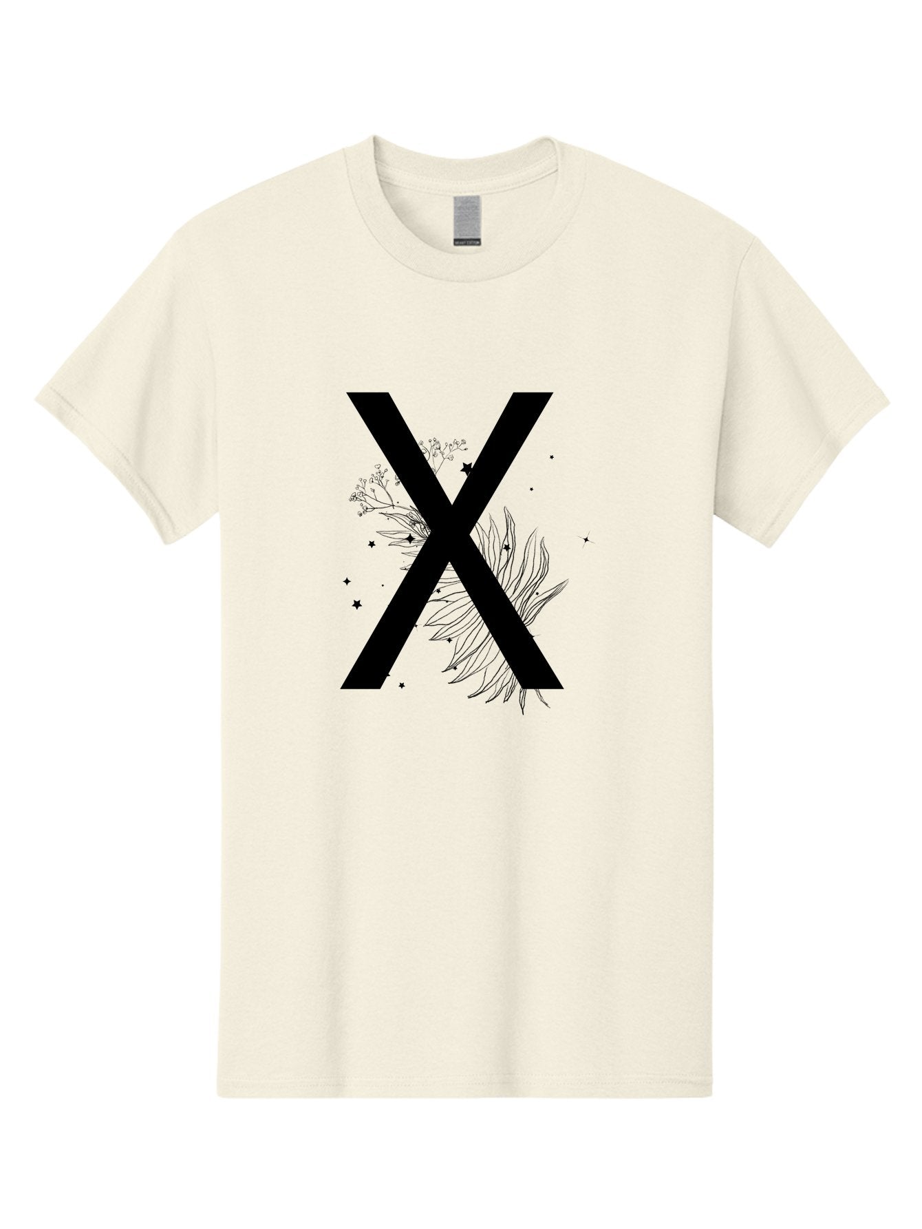 X Men'S Graphic Tee, 100% Cotton, Comfortable Casual Summer Wear, Machine Washable, Bold X Symbol, Floral Design, Black Ink Splatter, Creative Typography, Modern Art, Decorative Lettering, Abstract Illustration Aac365 11
