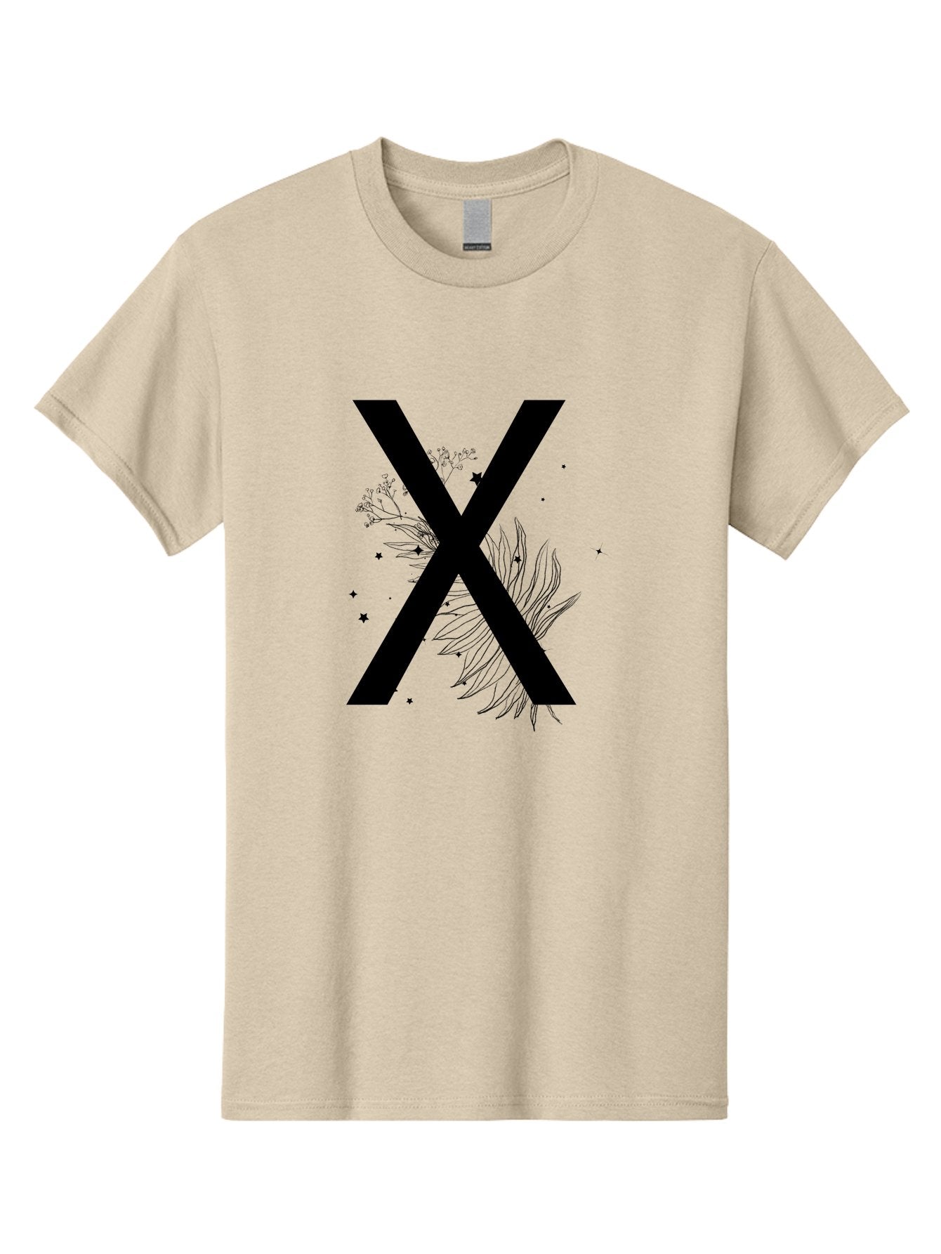 X Men'S Graphic Tee, 100% Cotton, Comfortable Casual Summer Wear, Machine Washable, Bold X Symbol, Floral Design, Black Ink Splatter, Creative Typography, Modern Art, Decorative Lettering, Abstract Illustration Aac365 10