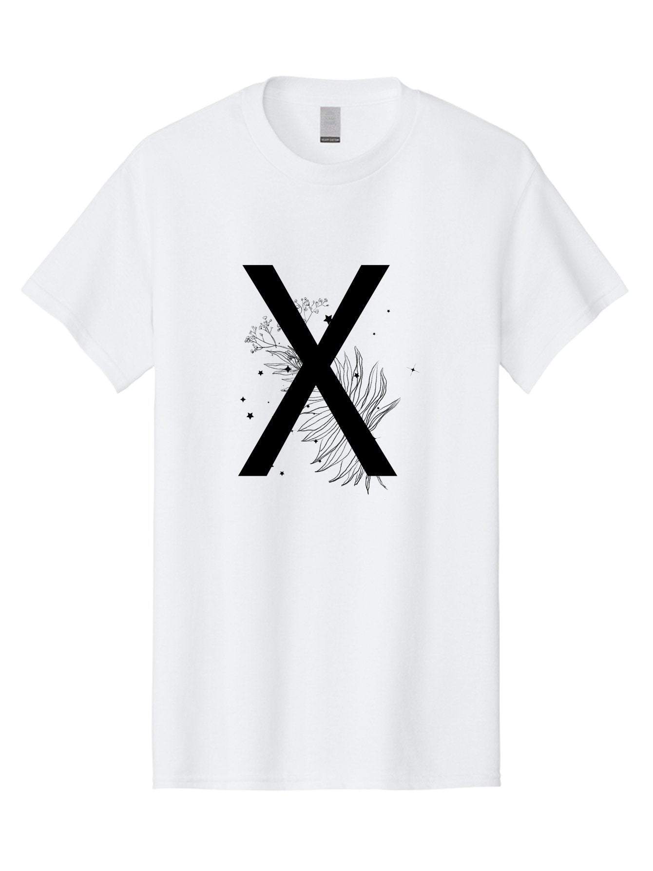X Men'S Graphic Tee, 100% Cotton, Comfortable Casual Summer Wear, Machine Washable, Bold X Symbol, Floral Design, Black Ink Splatter, Creative Typography, Modern Art, Decorative Lettering, Abstract Illustration Aac365 14
