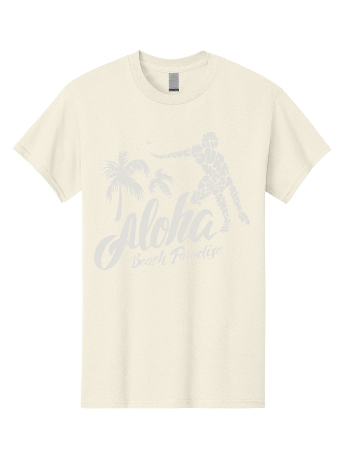Aloha-Beach-Paradise Men'S Graphic Tee, 100% Cotton, Comfortable Casual Summer Wear, Machine Washable, Surfer Silhouette, Tropical Getaway, Beach Vacation, Surfing Culture, Wave Riding, Aloha Spirit, Island Vibes, Palm Trees, Beach Paradise, Aac368 4