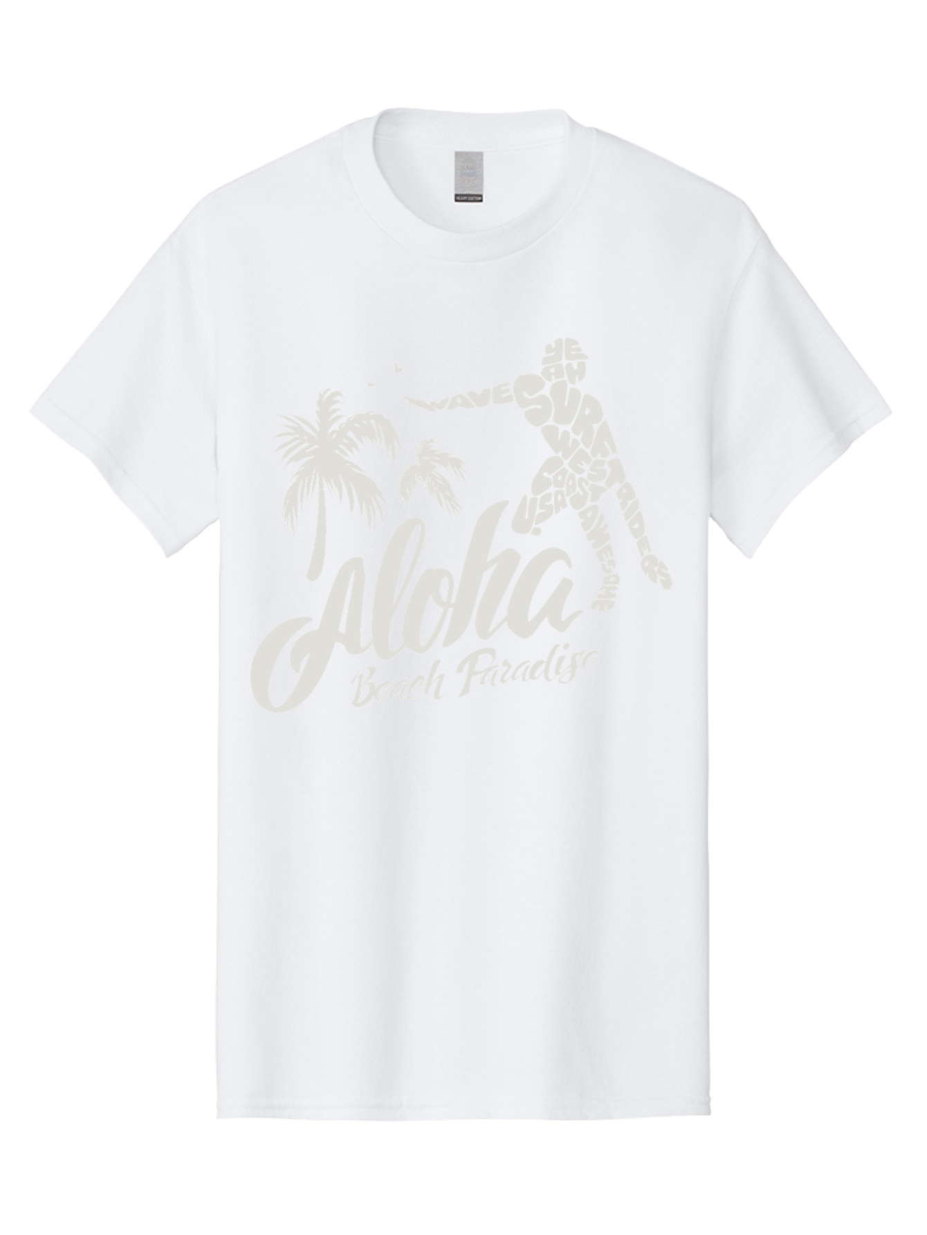 Aloha-Beach-Paradise Men'S Graphic Tee, 100% Cotton, Comfortable Casual Summer Wear, Machine Washable, Surfer Silhouette, Tropical Getaway, Beach Vacation, Surfing Culture, Wave Riding, Aloha Spirit, Island Vibes, Palm Trees, Beach Paradise, Aac368 13