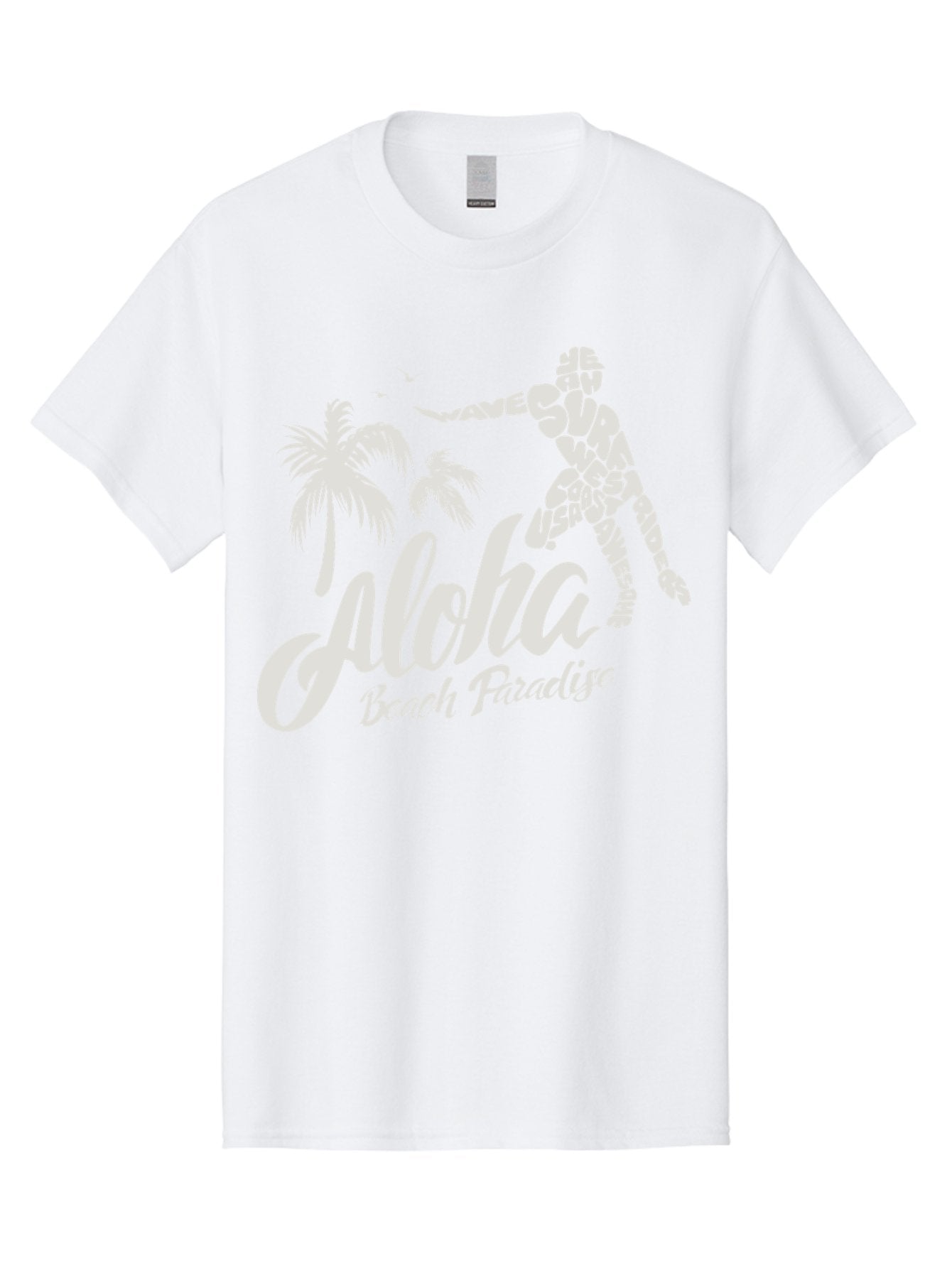 Aloha-Beach-Paradise Men'S Graphic Tee, 100% Cotton, Comfortable Casual Summer Wear, Machine Washable, Surfer Silhouette, Tropical Getaway, Beach Vacation, Surfing Culture, Wave Riding, Aloha Spirit, Island Vibes, Palm Trees, Beach Paradise, Aac368 6