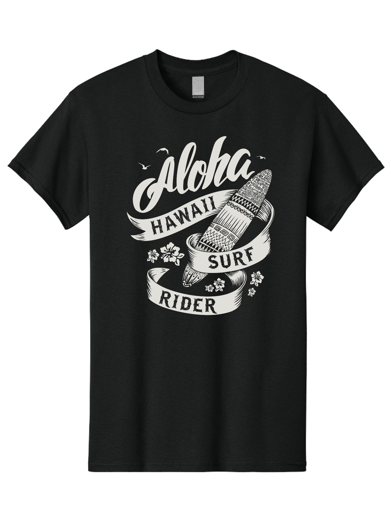 Aloha-Hawaii-Surf-Rider Men'S Graphic Tee, 100% Cotton, Comfortable Casual Summer Wear, Machine Washable, Surfboard Graphic, Hawaii Surf Culture, Aloha Spirit, Surfer Lifestyle, Tropical Vibes, Beachy Keiki, Surfing Adventure, Aac369