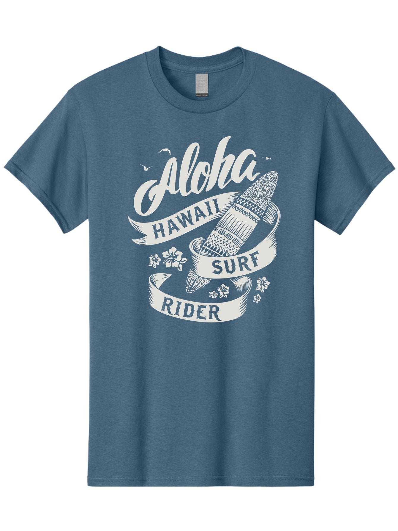 Aloha-Hawaii-Surf-Rider Men'S Graphic Tee, 100% Cotton, Comfortable Casual Summer Wear, Machine Washable, Surfboard Graphic, Hawaii Surf Culture, Aloha Spirit, Surfer Lifestyle, Tropical Vibes, Beachy Keiki, Surfing Adventure, Aac369 8