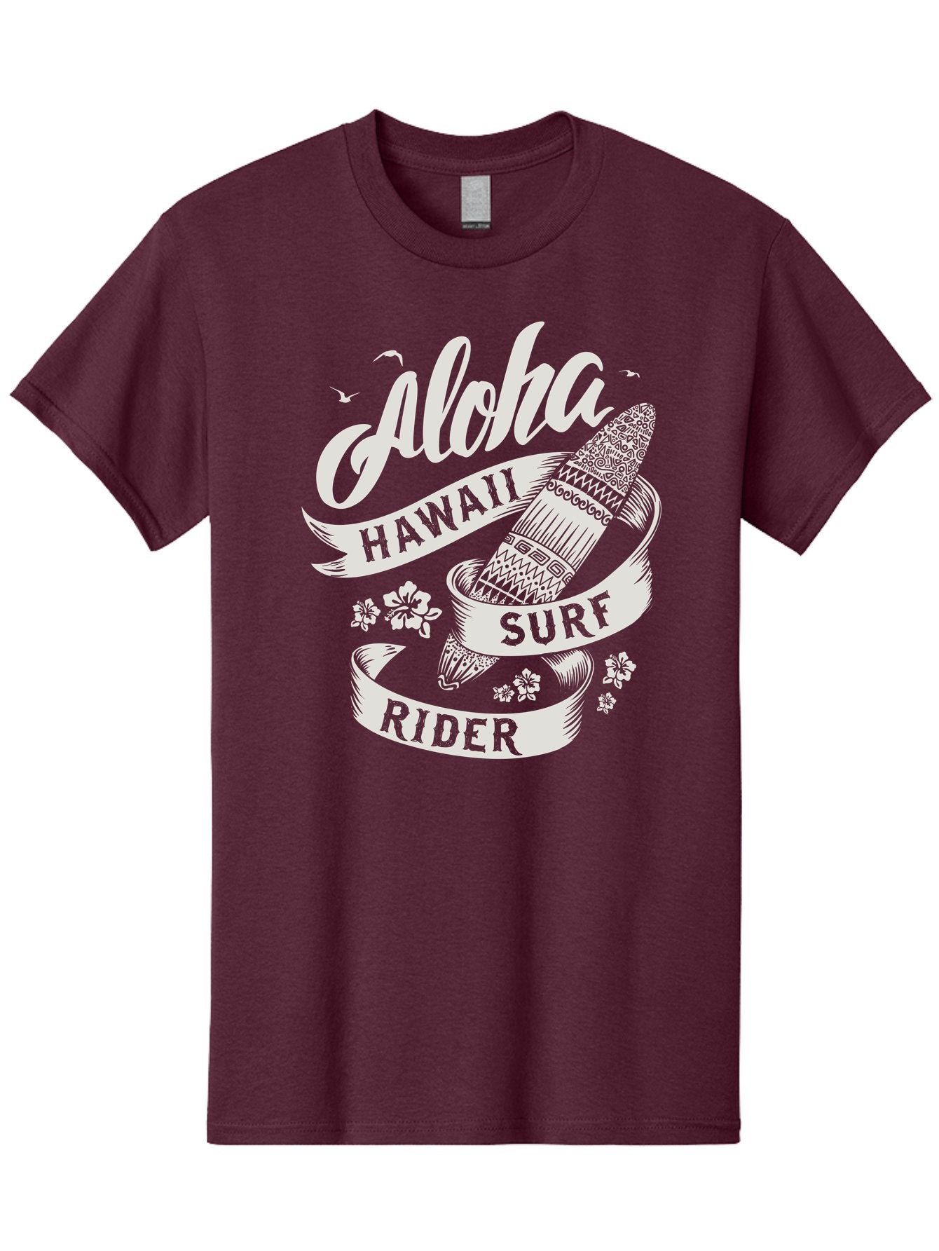 Aloha-Hawaii-Surf-Rider Men'S Graphic Tee, 100% Cotton, Comfortable Casual Summer Wear, Machine Washable, Surfboard Graphic, Hawaii Surf Culture, Aloha Spirit, Surfer Lifestyle, Tropical Vibes, Beachy Keiki, Surfing Adventure, Aac369