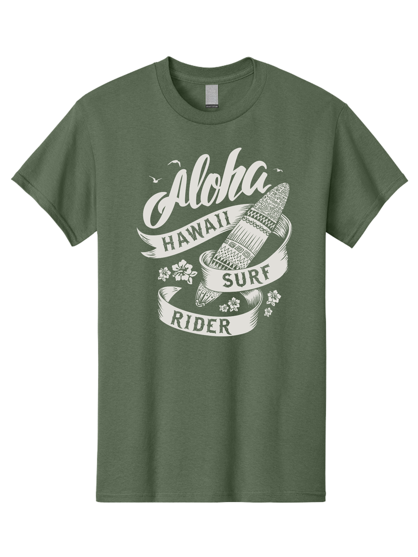 Aloha-Hawaii-Surf-Rider Men'S Graphic Tee, 100% Cotton, Comfortable Casual Summer Wear, Machine Washable, Surfboard Graphic, Hawaii Surf Culture, Aloha Spirit, Surfer Lifestyle, Tropical Vibes, Beachy Keiki, Surfing Adventure, Aac369 17