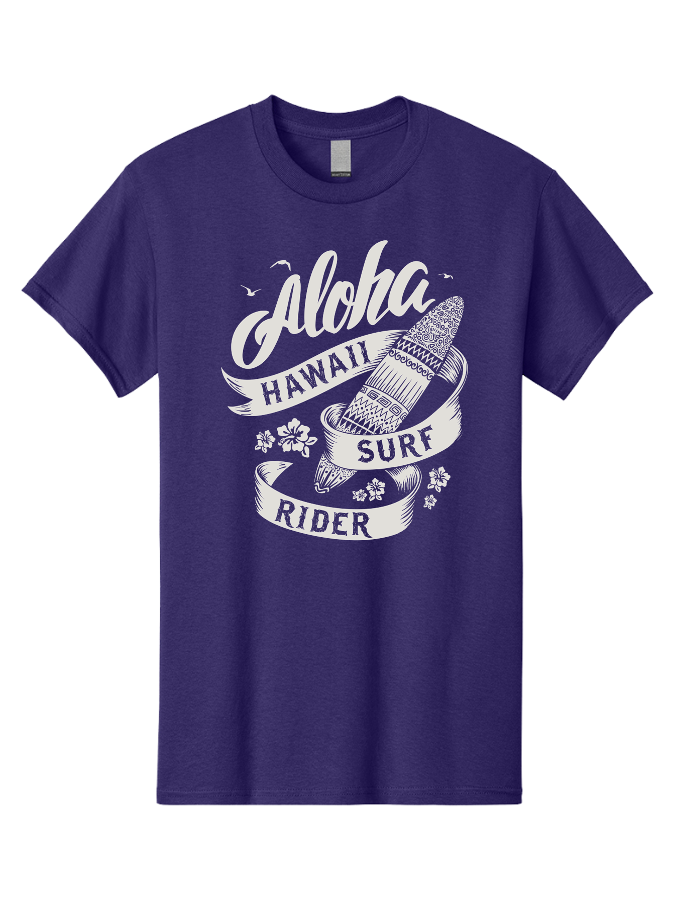 Aloha-Hawaii-Surf-Rider Men'S Graphic Tee, 100% Cotton, Comfortable Casual Summer Wear, Machine Washable, Surfboard Graphic, Hawaii Surf Culture, Aloha Spirit, Surfer Lifestyle, Tropical Vibes, Beachy Keiki, Surfing Adventure, Aac369 23