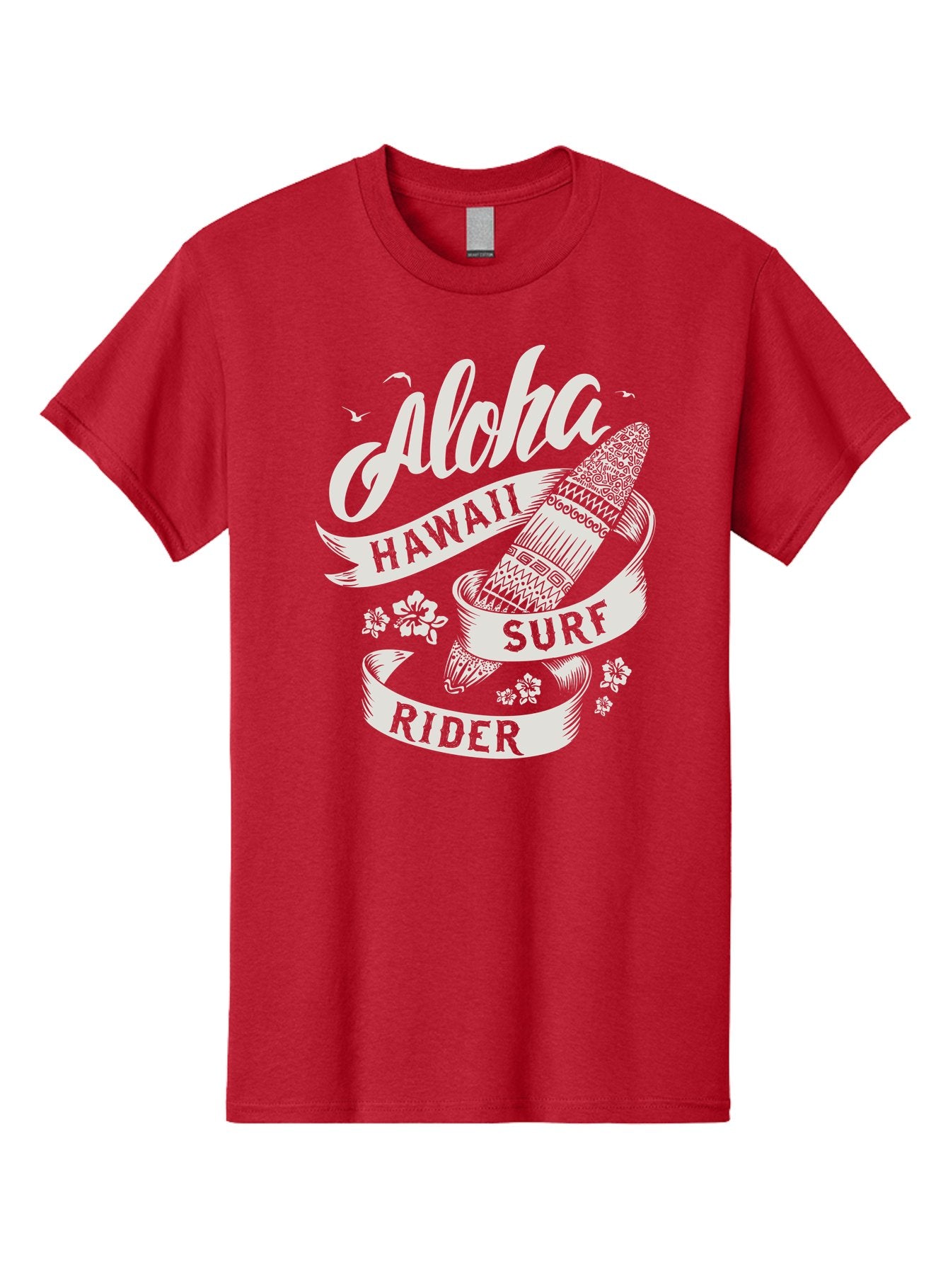 Aloha-Hawaii-Surf-Rider Men'S Graphic Tee, 100% Cotton, Comfortable Casual Summer Wear, Machine Washable, Surfboard Graphic, Hawaii Surf Culture, Aloha Spirit, Surfer Lifestyle, Tropical Vibes, Beachy Keiki, Surfing Adventure, Aac369 13