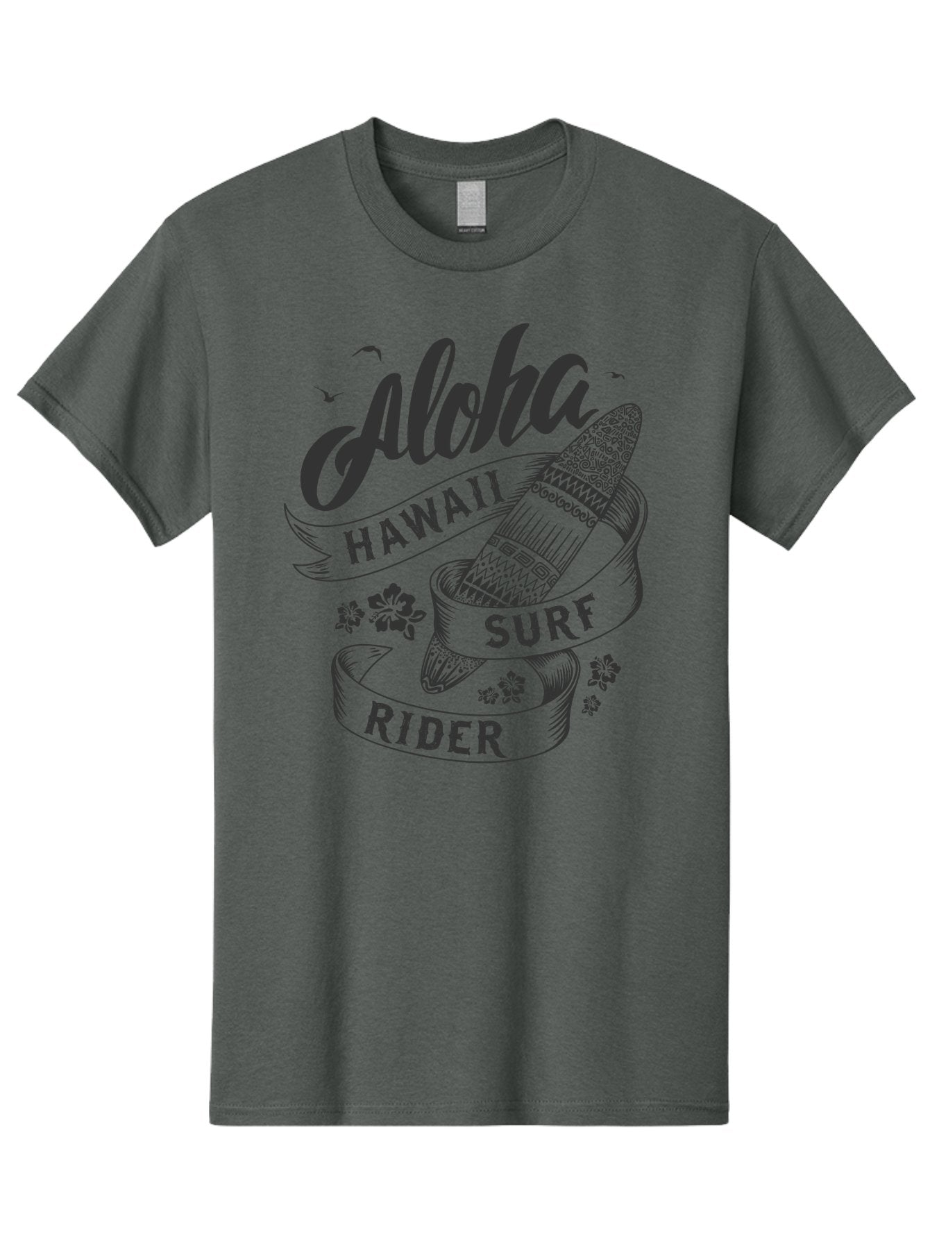 Aloha-Surf-Rider Men'S Graphic Tee, 100% Cotton, Comfortable Casual Summer Wear, Machine Washable, Hawaii Surf Rider, Surfboard, Tropical Vibes, Hawaii Vacation, Surfing Culture, Hawaii Tourism, Tropical Flowers, Aloha Spirit, Beach Lifestyle, Aac370 12