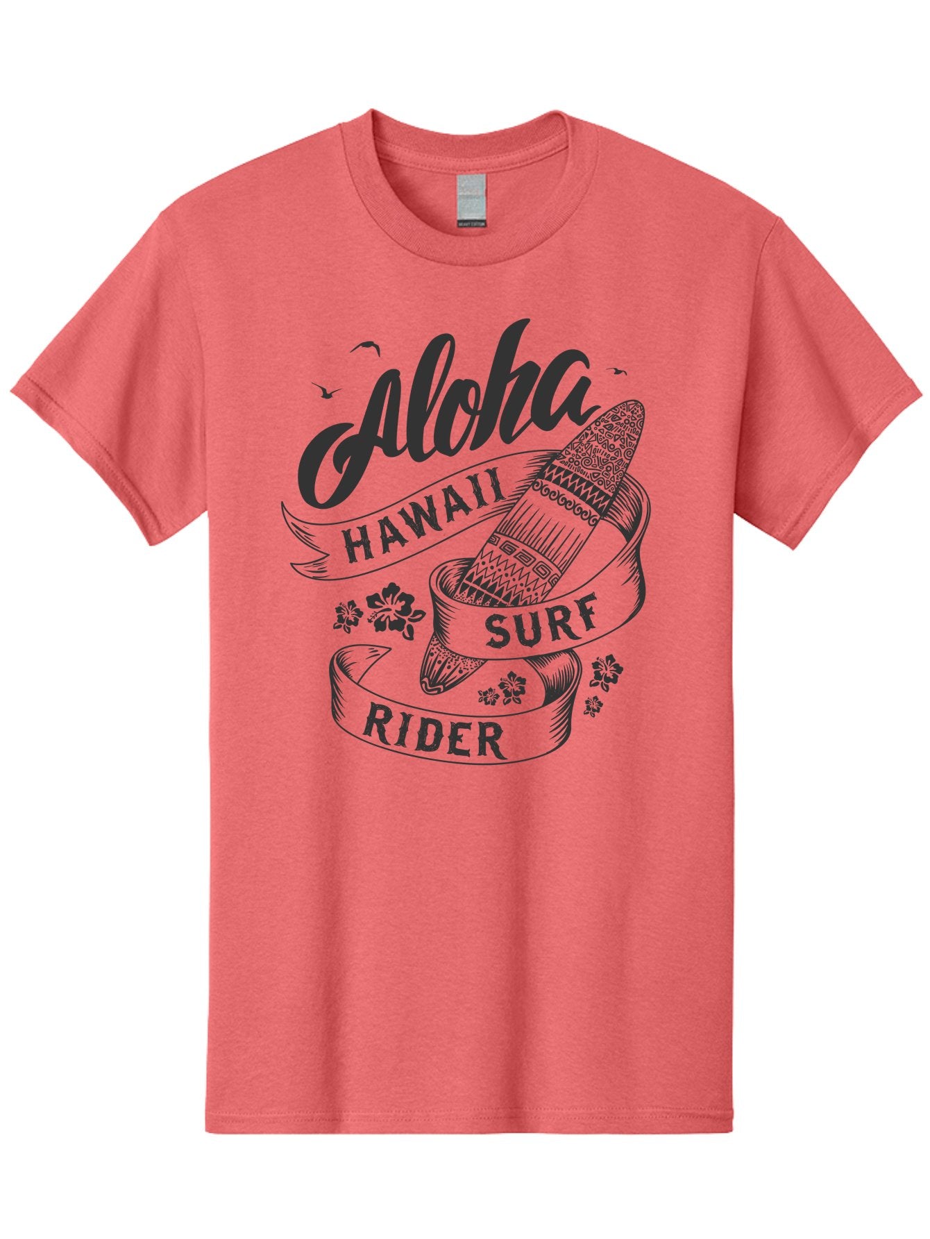 Aloha-Surf-Rider Men'S Graphic Tee, 100% Cotton, Comfortable Casual Summer Wear, Machine Washable, Hawaii Surf Rider, Surfboard, Tropical Vibes, Hawaii Vacation, Surfing Culture, Hawaii Tourism, Tropical Flowers, Aloha Spirit, Beach Lifestyle, Aac370 10