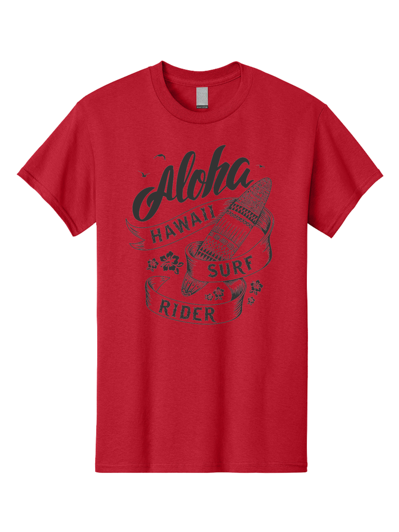 Aloha-Surf-Rider Men'S Graphic Tee, 100% Cotton, Comfortable Casual Summer Wear, Machine Washable, Hawaii Surf Rider, Surfboard, Tropical Vibes, Hawaii Vacation, Surfing Culture, Hawaii Tourism, Tropical Flowers, Aloha Spirit, Beach Lifestyle, Aac370 19