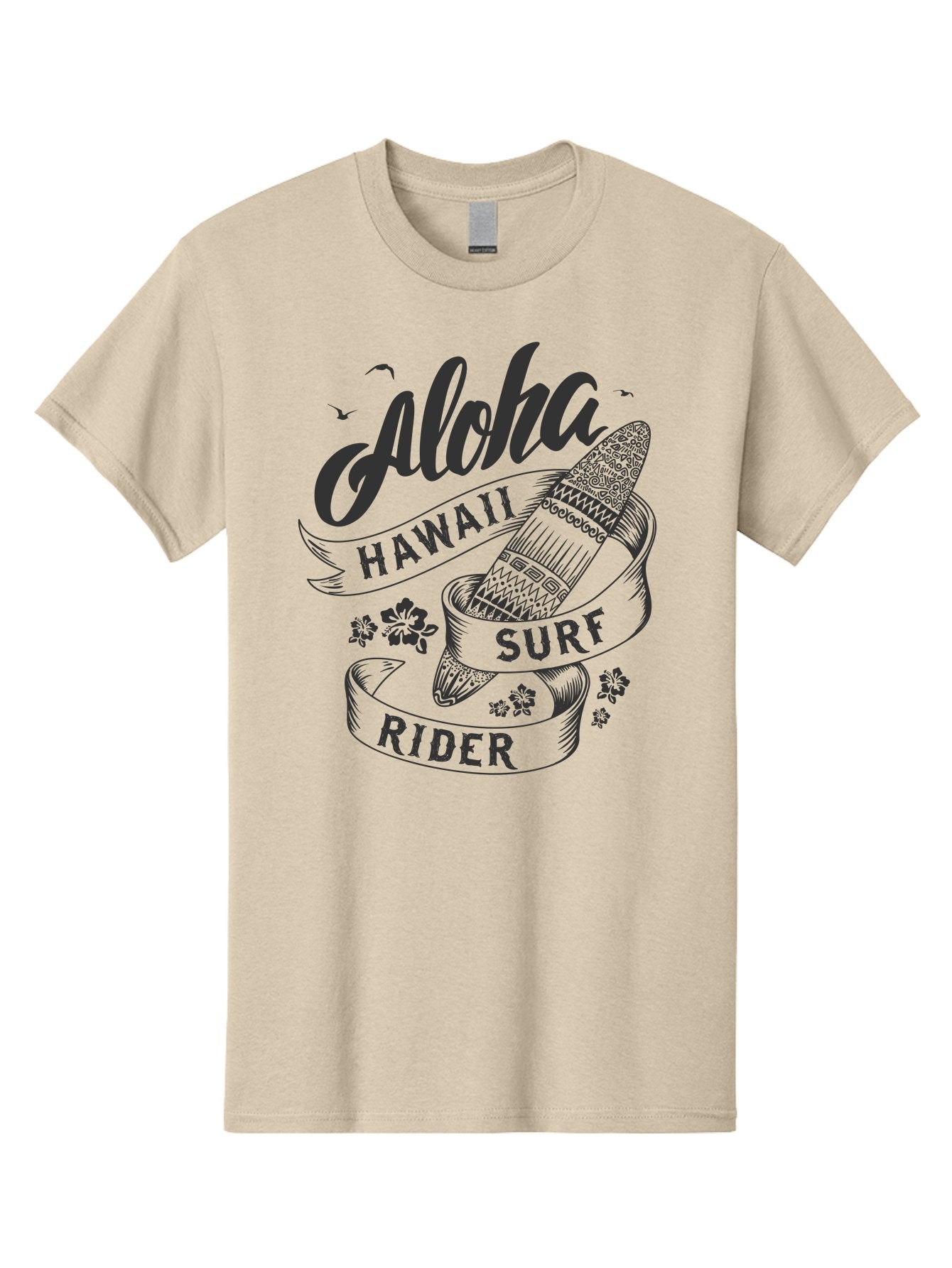 Aloha-Surf-Rider Men'S Graphic Tee, 100% Cotton, Comfortable Casual Summer Wear, Machine Washable, Hawaii Surf Rider, Surfboard, Tropical Vibes, Hawaii Vacation, Surfing Culture, Hawaii Tourism, Tropical Flowers, Aloha Spirit, Beach Lifestyle, Aac370 13