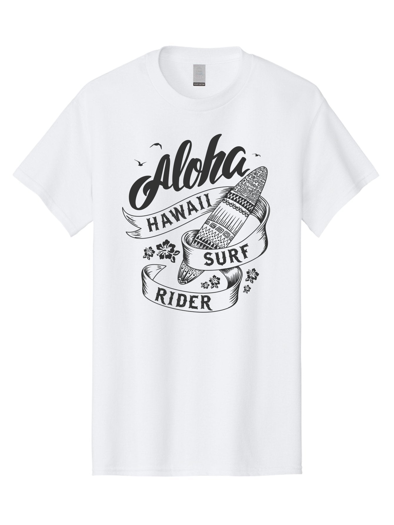 Aloha-Surf-Rider Men'S Graphic Tee, 100% Cotton, Comfortable Casual Summer Wear, Machine Washable, Hawaii Surf Rider, Surfboard, Tropical Vibes, Hawaii Vacation, Surfing Culture, Hawaii Tourism, Tropical Flowers, Aloha Spirit, Beach Lifestyle, Aac370 3