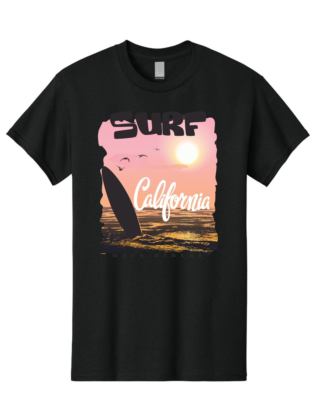 Surf-California Men'S Graphic Tee, 100% Cotton, Comfortable Casual Summer Wear, Machine Washable, Surfing In California, Wave Riders, Beach Life, Surfers Paradise, Coastal Scenery, Sunset Over The Ocean, Seagulls Flying, Aac372 9
