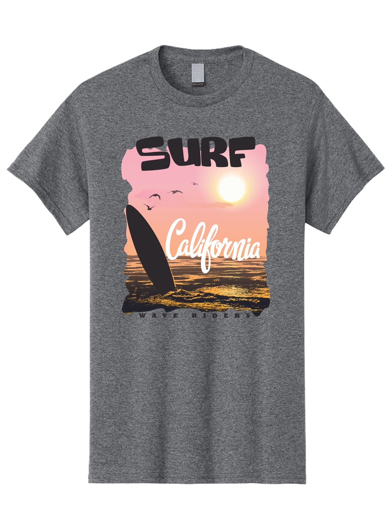 Surf-California Men'S Graphic Tee, 100% Cotton, Comfortable Casual Summer Wear, Machine Washable, Surfing In California, Wave Riders, Beach Life, Surfers Paradise, Coastal Scenery, Sunset Over The Ocean, Seagulls Flying, Aac372 14