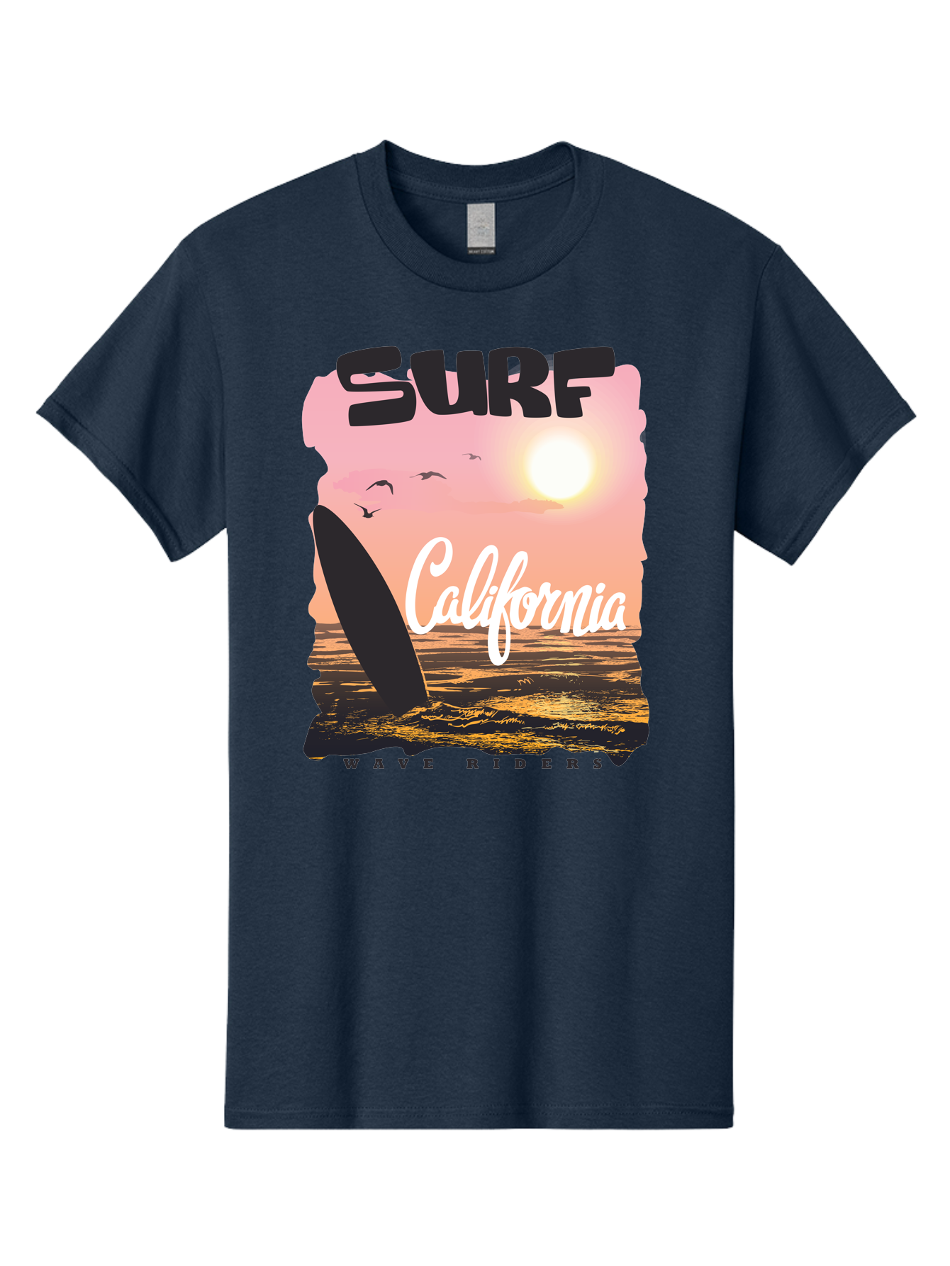 Surf-California Men'S Graphic Tee, 100% Cotton, Comfortable Casual Summer Wear, Machine Washable, Surfing In California, Wave Riders, Beach Life, Surfers Paradise, Coastal Scenery, Sunset Over The Ocean, Seagulls Flying, Aac372 29