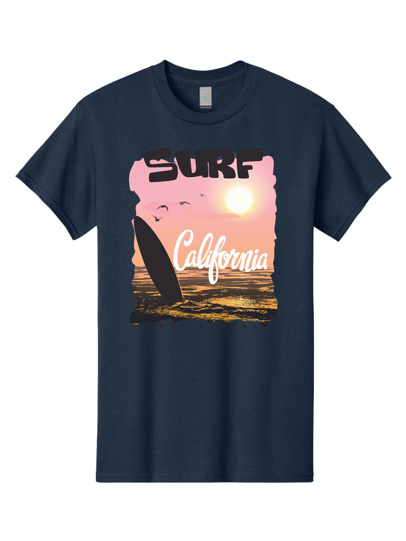 Surf-California Men'S Graphic Tee, 100% Cotton, Comfortable Casual Summer Wear, Machine Washable, Surfing In California, Wave Riders, Beach Life, Surfers Paradise, Coastal Scenery, Sunset Over The Ocean, Seagulls Flying, Aac372 13